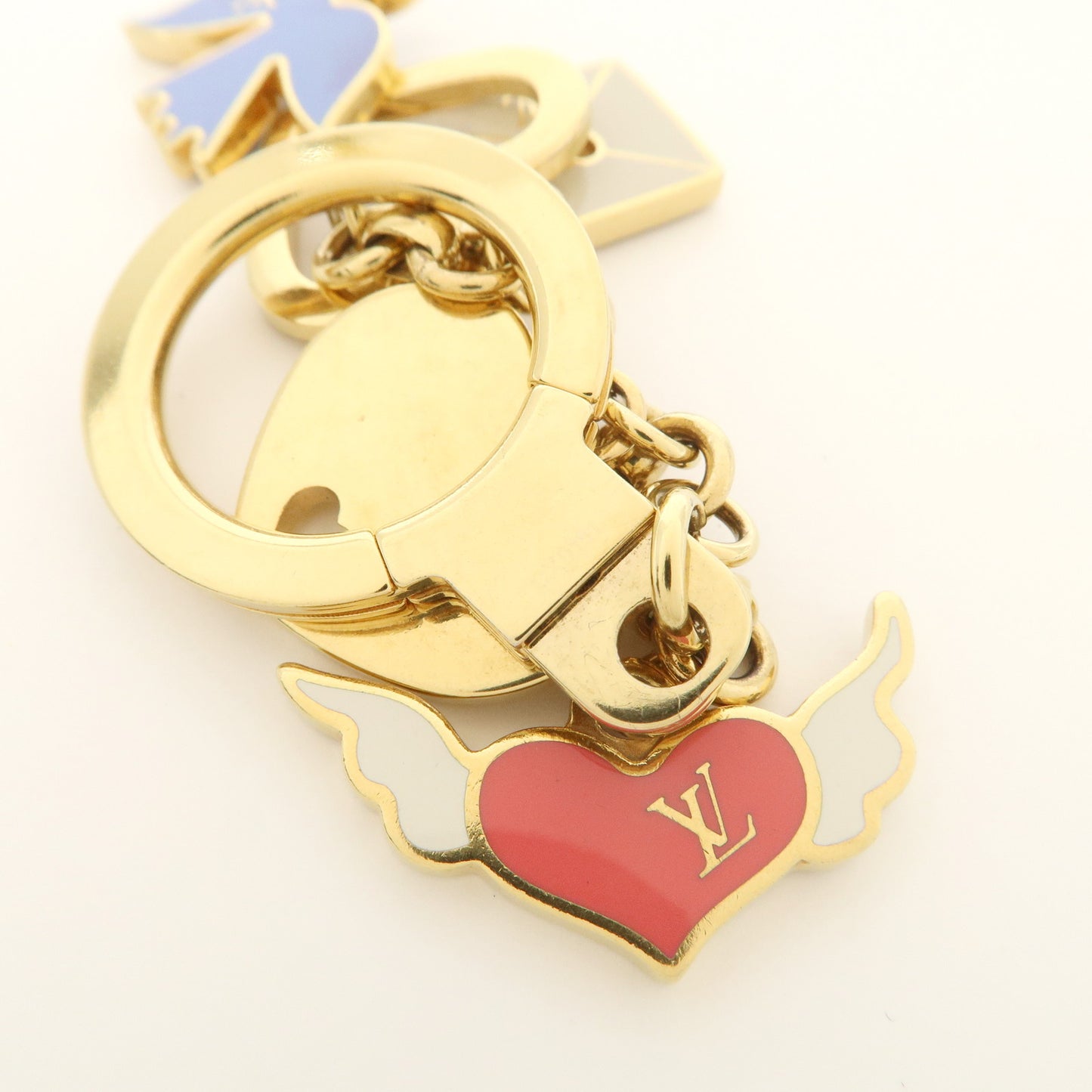 Louis Vuitton Porte Cles Message Charm Keychain Gold M66264