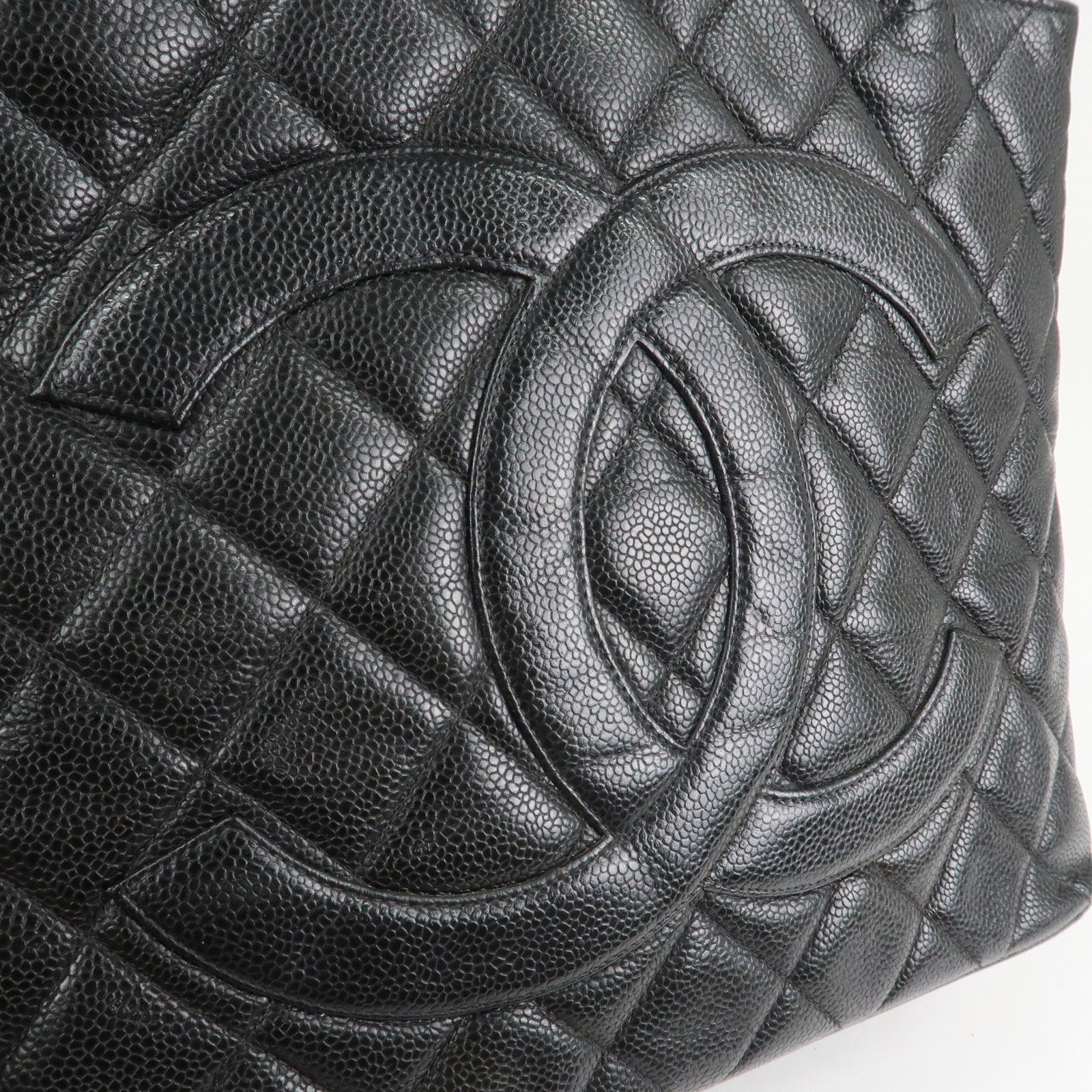 CHANEL Matelasse Caviar Skin Medalion Tote Bag Hand Bag A01804 Used
