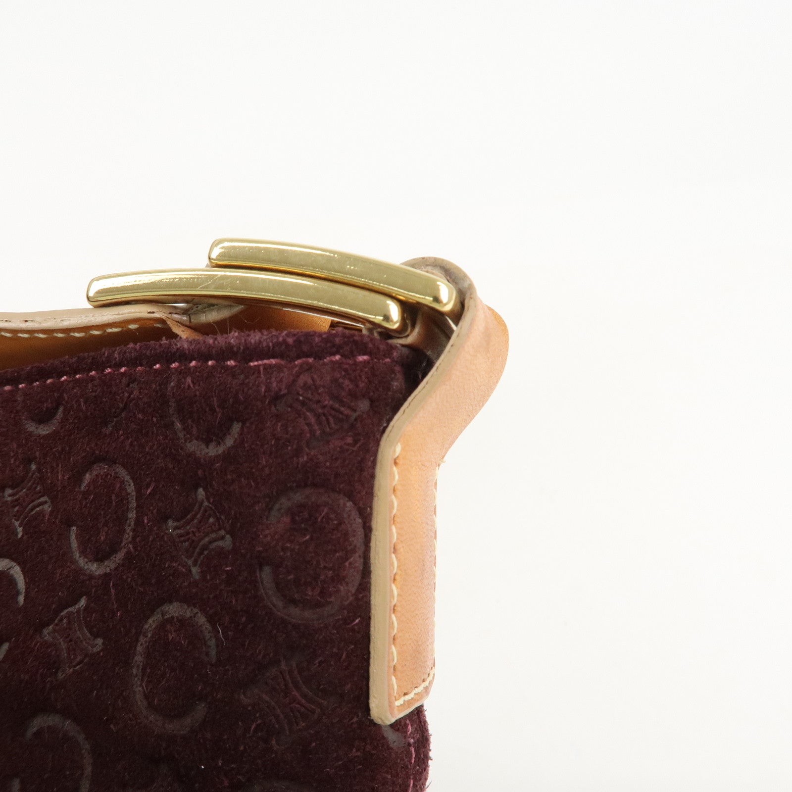 CELINE Suede Shoulder Bag Wine Beige MC00/2 Used