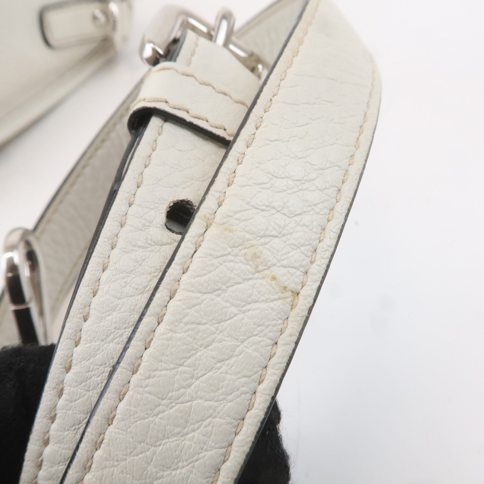 PRADA Leather Vitello Phenix 2WAY Bag Hand Bag White 1BB022