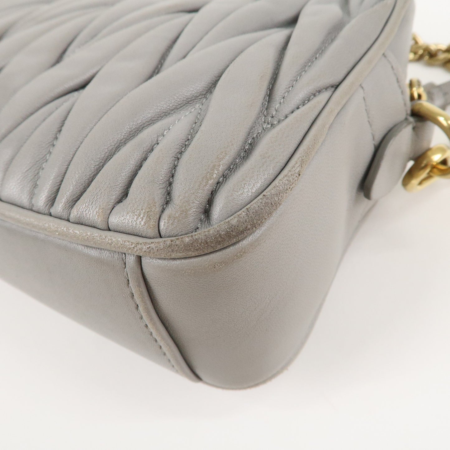 MIU MIU Matelasse Leather Chain Shoulder Bag Gray
