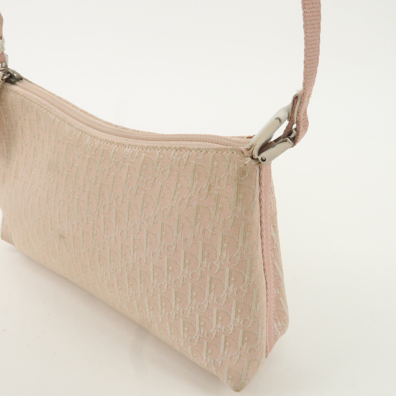 Christian Dior Trotter Canvas Leather Shoulder Bag Pink