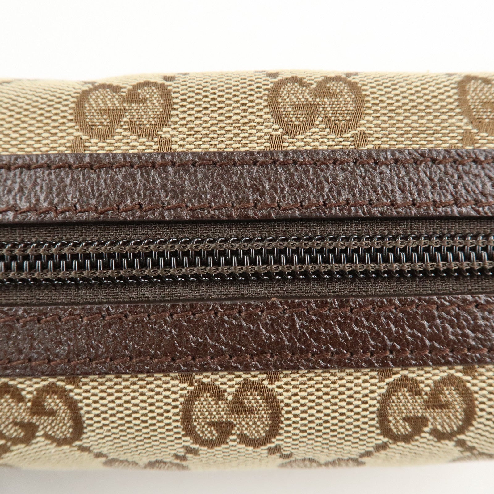 GUCCI GG Canvas Leather Pouch Cosmetic Pouch Beige Brown 29596