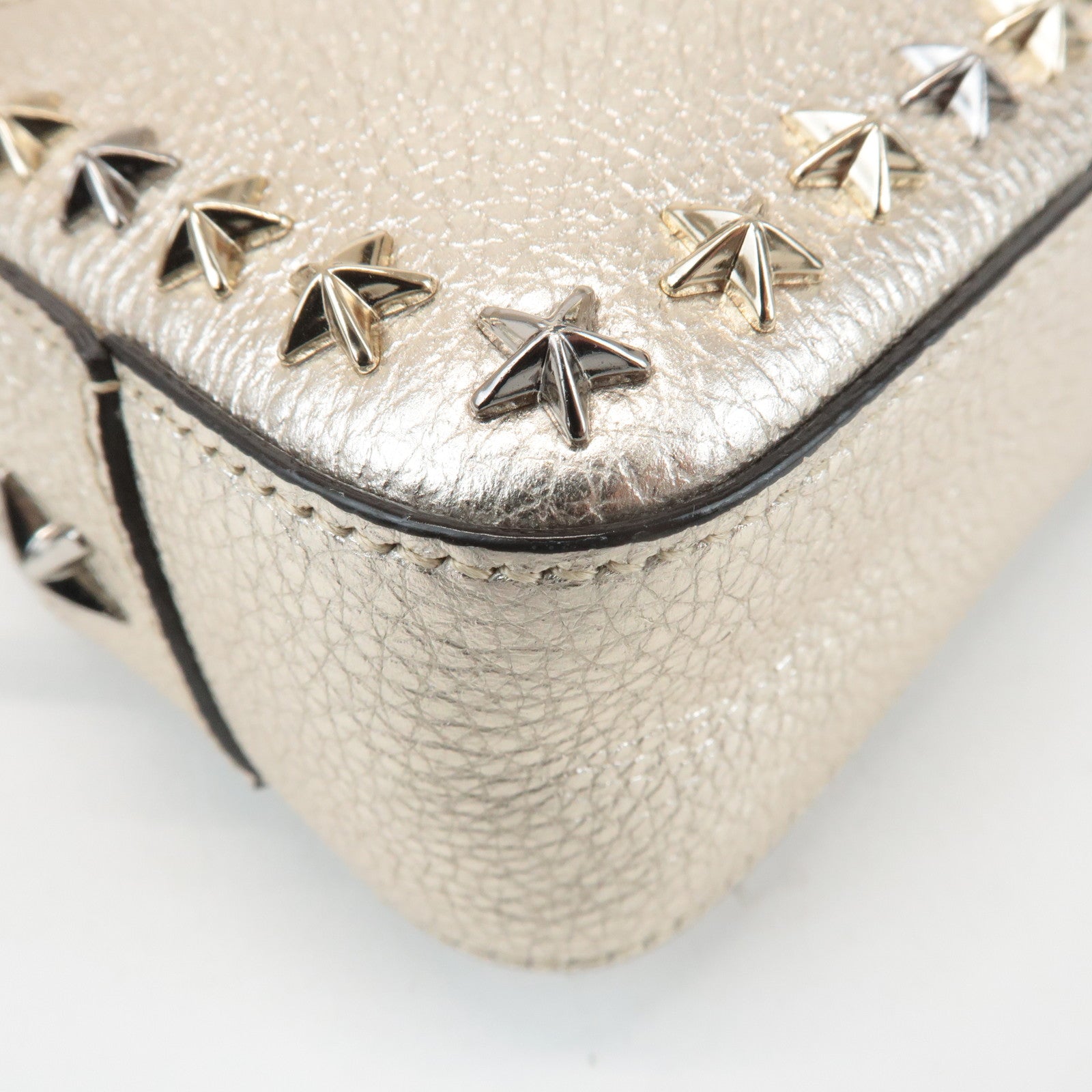 JIMMY CHOO Leather Studs Small Shoulder Bag Silver Used