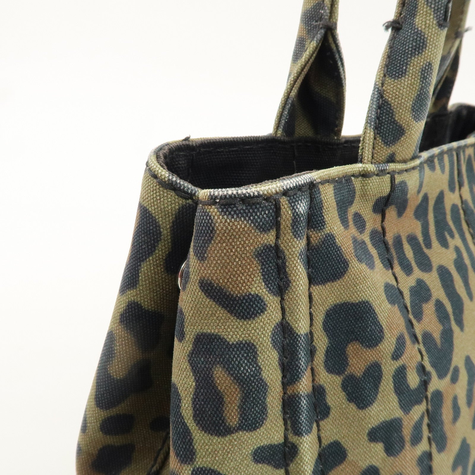 PRADA Canapa Mini Canvas 2Way Bag Hand Bag Leopard 1BG439