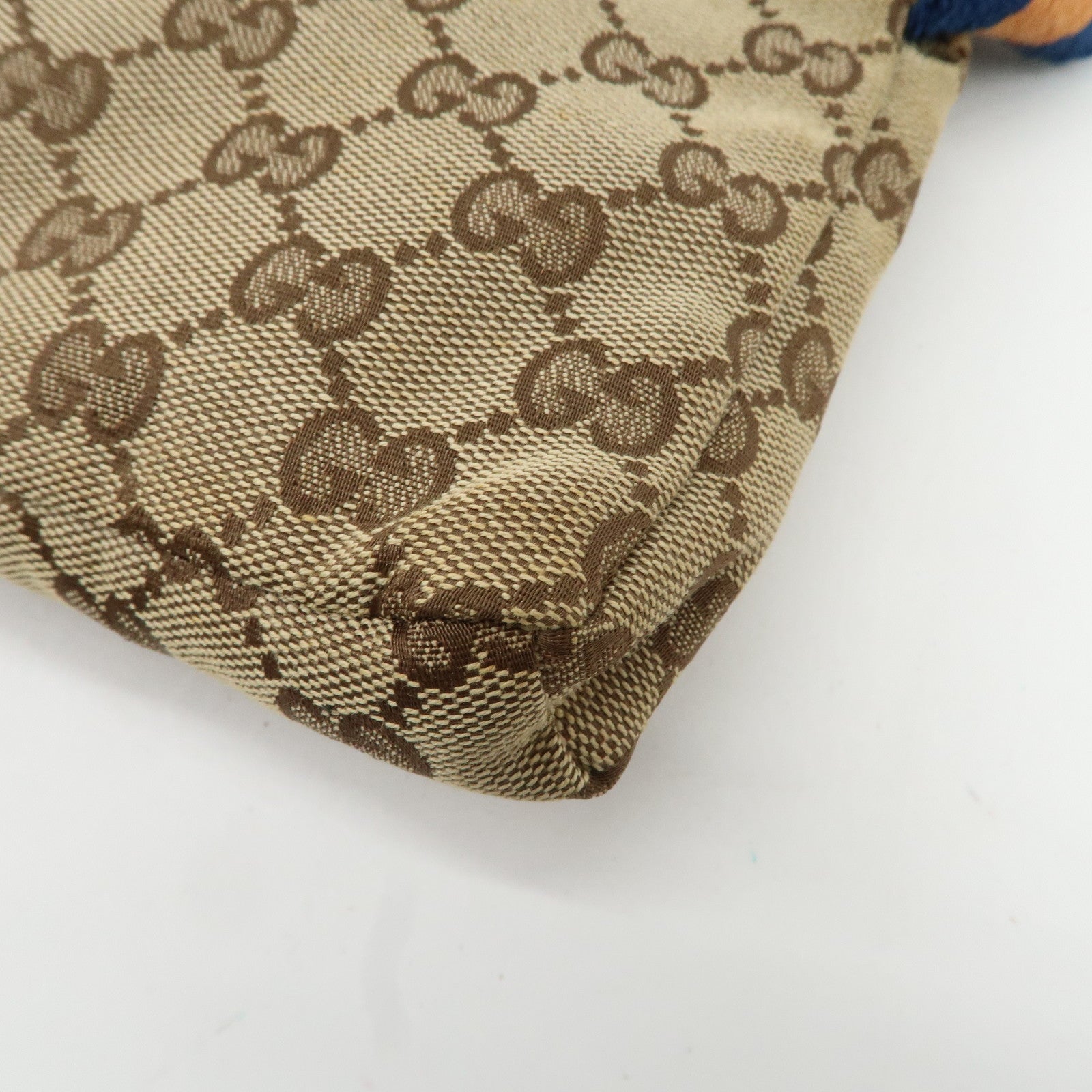 GUCCI GG Canvas Leather Waist Bag Waist Pouch Beige Navy 28566 Used