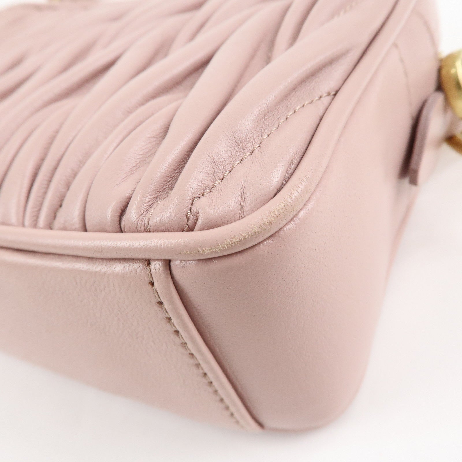 MIU MIU Matelasse Leather Chain Shoulder Bag Pink Beige Used