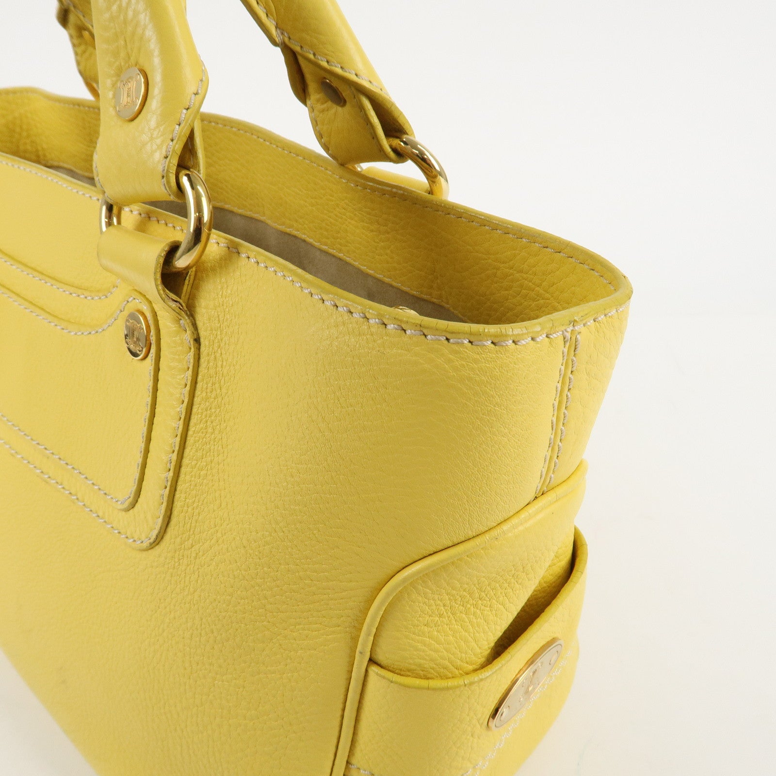 CELINE Leather Boogie Bag Hand Bag Tote Bag Yellow Gold HDW Used