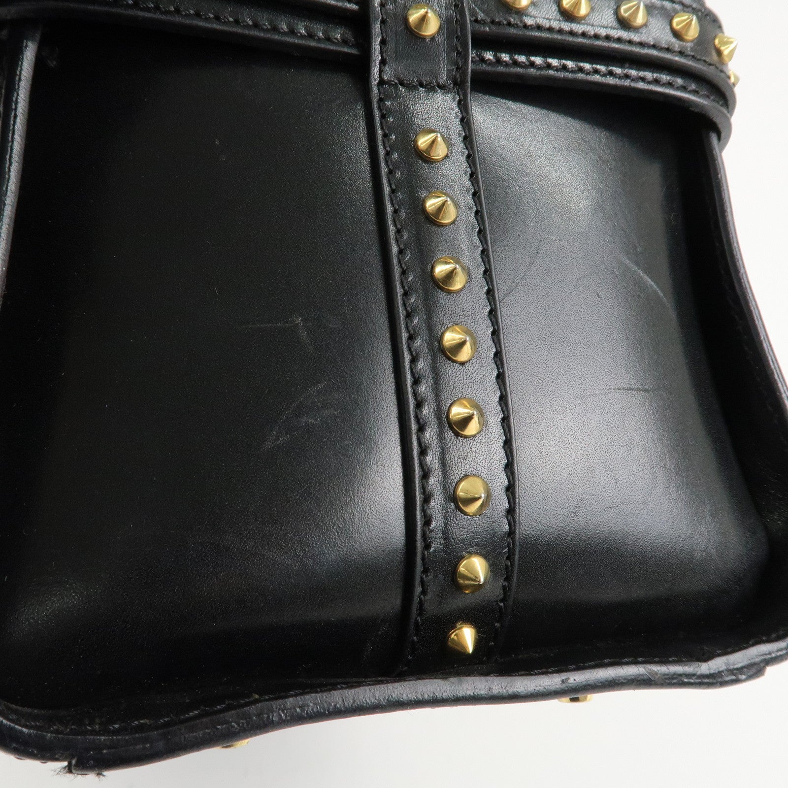 BURBERRY Leather 2Way Shoulder Bag Crossbody Bag Studs Black Used