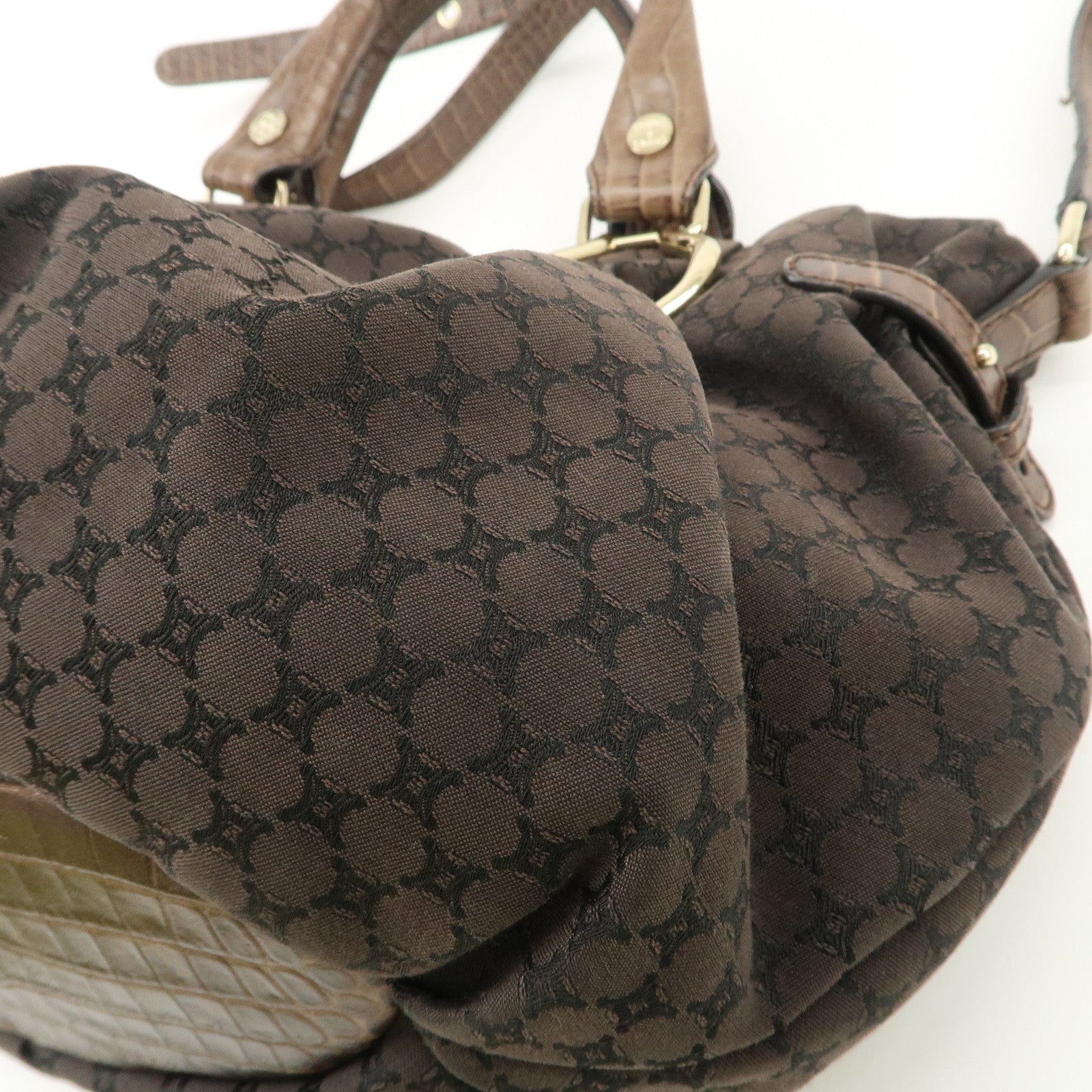 CELINE Macadam Canvas Leather 2way Shoulder Bag WC-ST-0059 Used