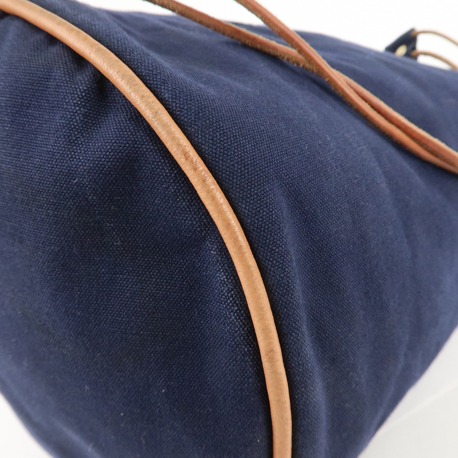 HERMES Canvas Leather Porochon Mimil GM Shoulder Bag Navy Used