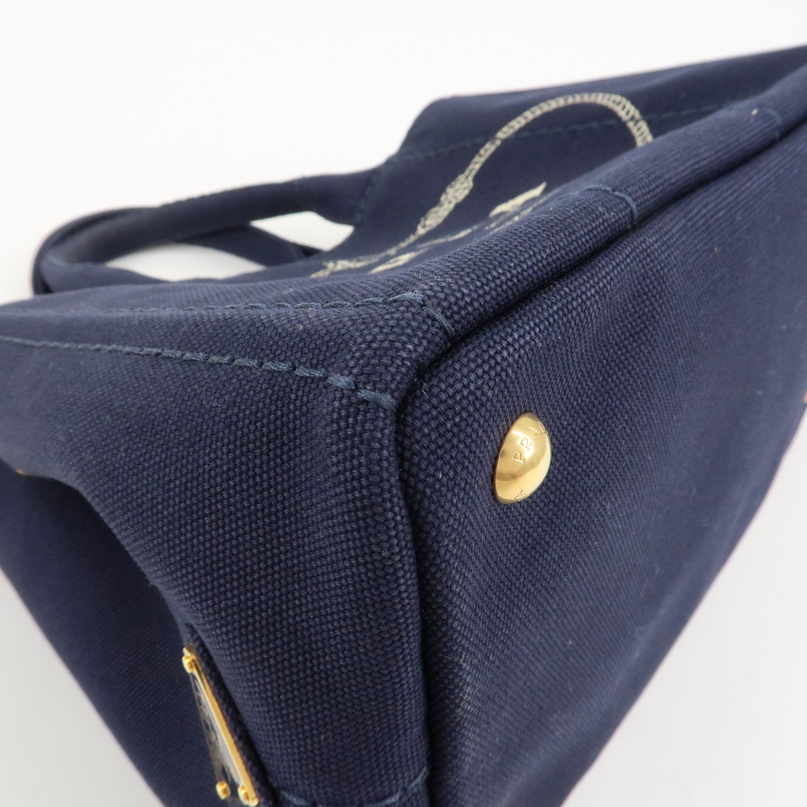 PRADA Canapa Mini Canvas Tote Bag Hand Bag Navy 1BG439