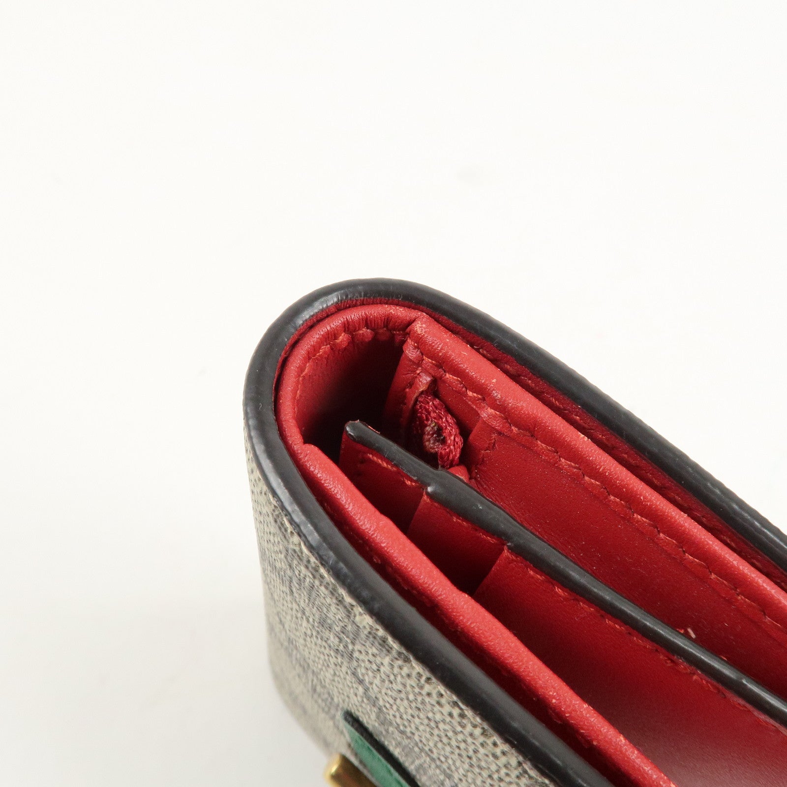 GUCCI Interlocking G GG Supreme Cherry Compact Wallet 476050 Used