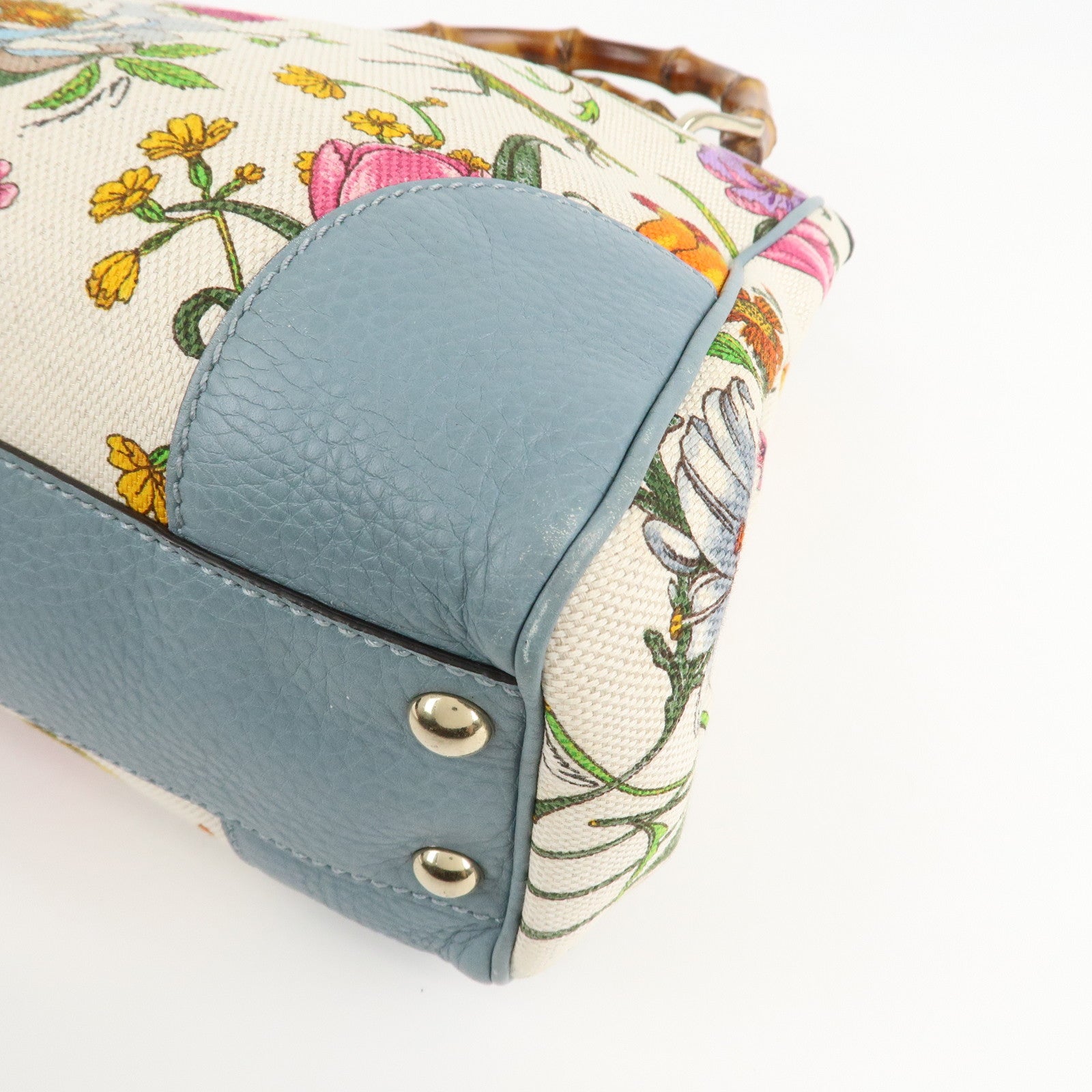 GUCCI Bamboo Canvas Leather 2Way Bag Flora Japan Limited 336032 Used