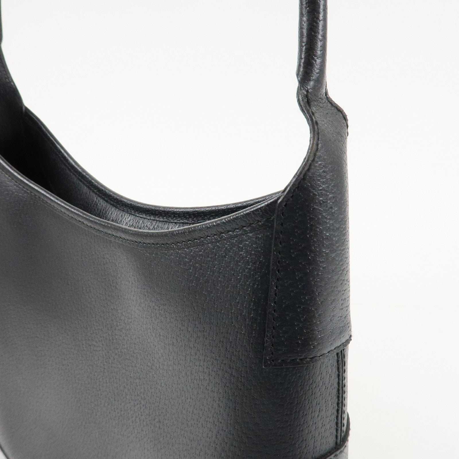 Ferragamo Leather Shoulder bag Hand Bag Black Silver HDW Used