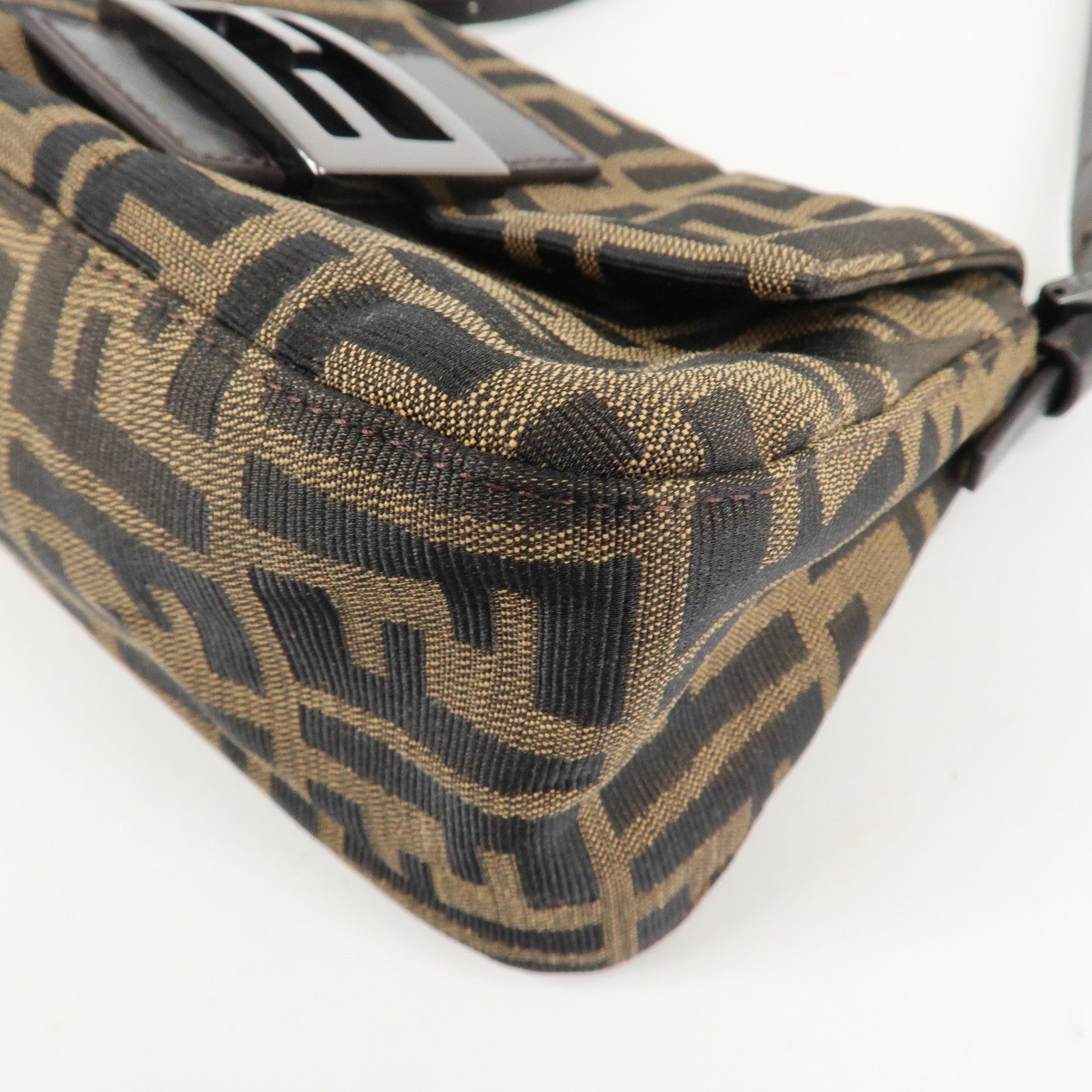 FENDI Mini Mamma Baguette Zucca Shoulder Bag Black Brown 8BR180 Used