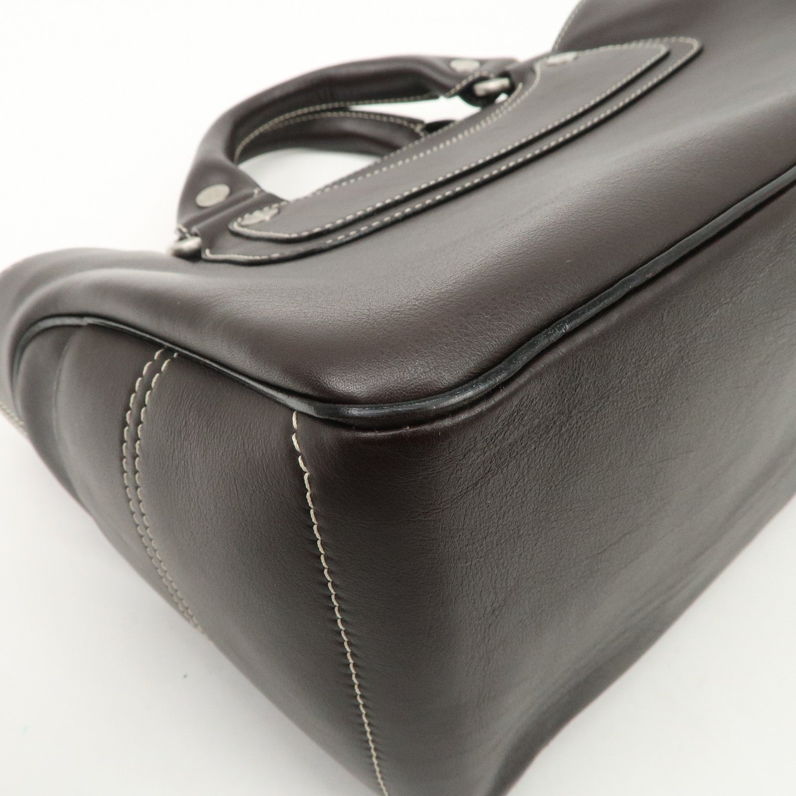 CELINE Leather Boogie Bag Hand Bag Brown Silver HDW CE00/23 Used