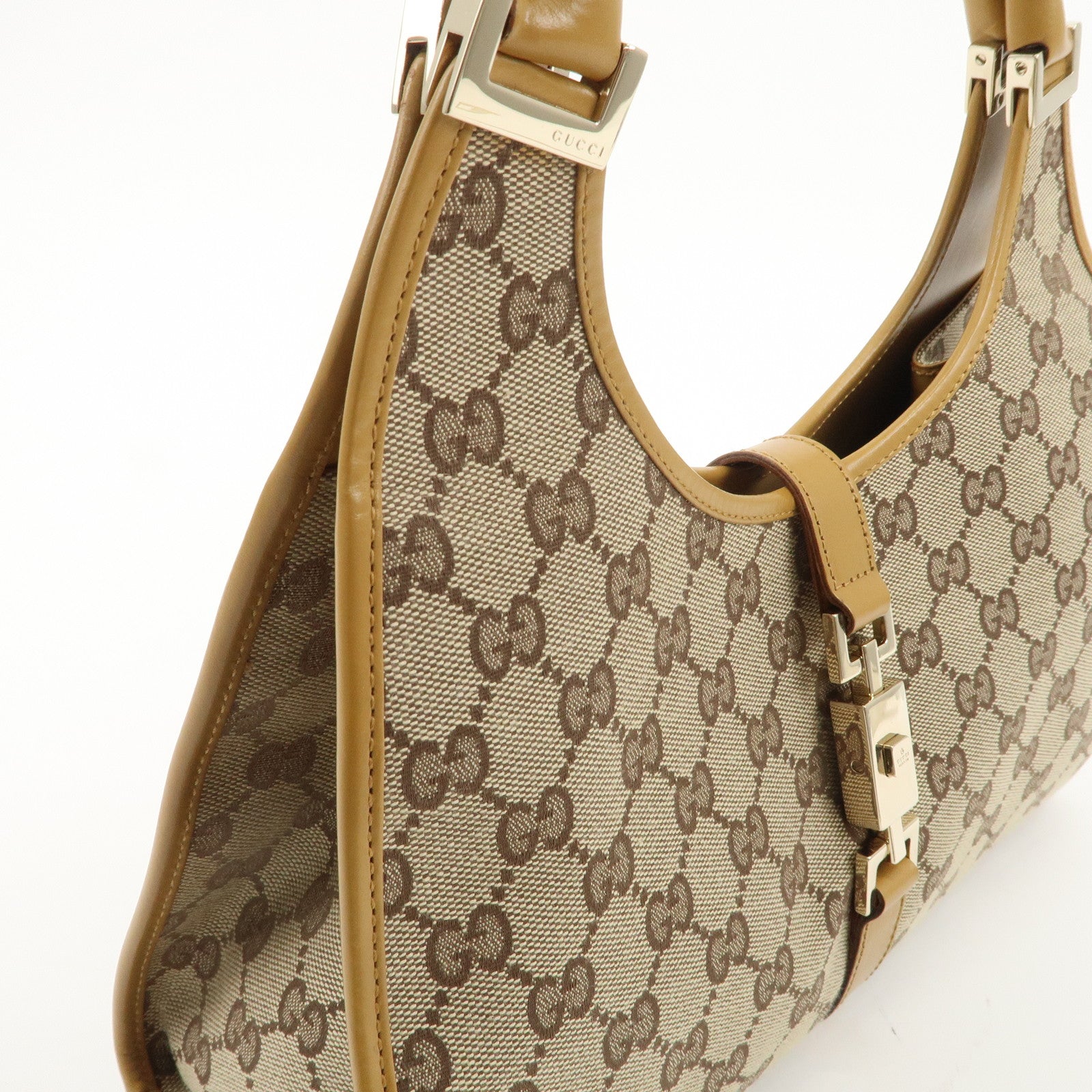 GUCCI Jackie Leather Shoulder Bag Beige 002.1067