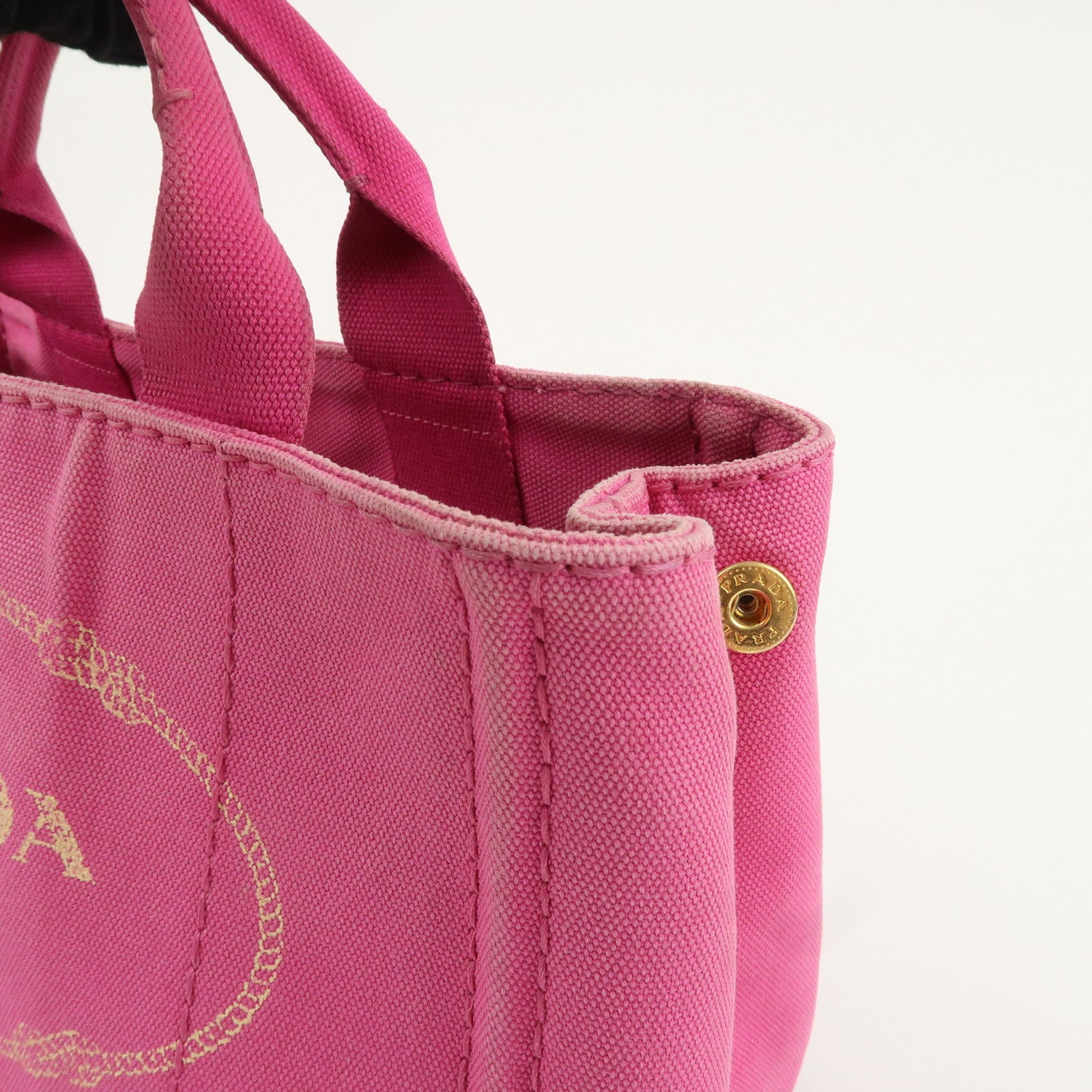 PRADA Logo Canapa Mini Canvas Hand Bag Tote Bag Pink 1BG439