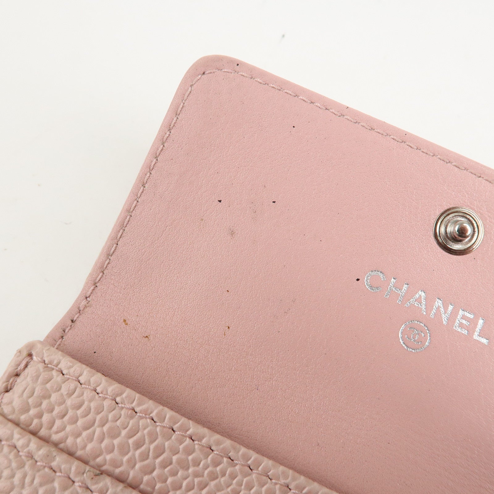 CHANEL COCO Mark Caviar Skin Card Case Card Holder Pink A50074 Used