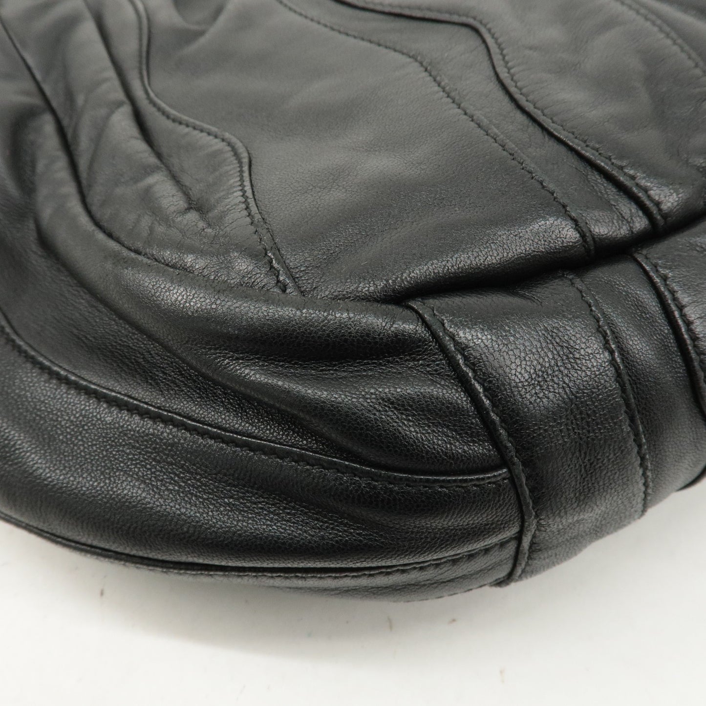 PRADA Logo Leather 2Way Bag Shoulder Bag Hand Bag Black