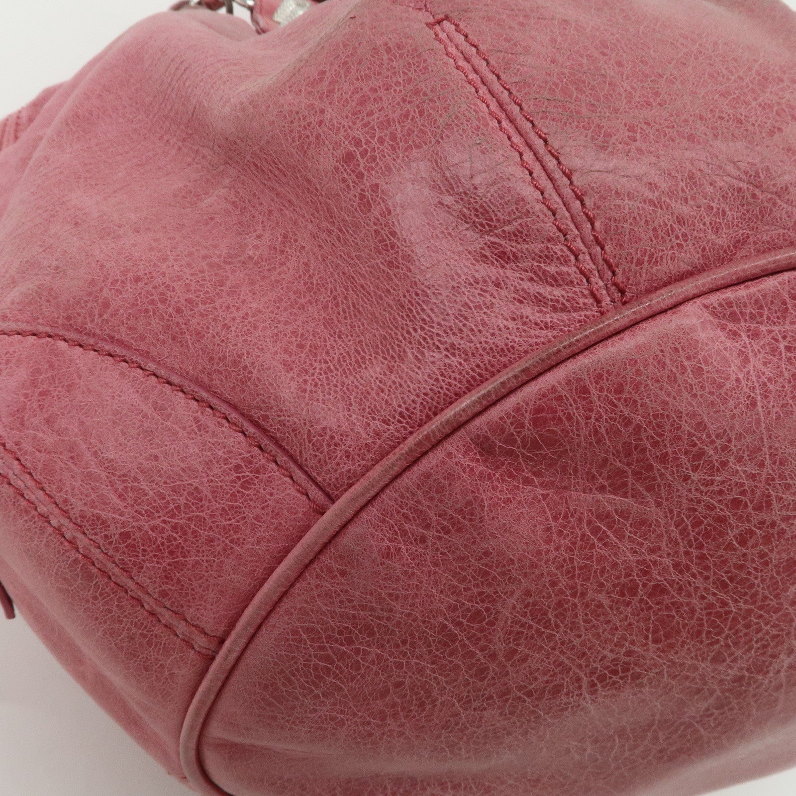 BALENCIAGA Leather The Giant Pom Pom 2Way Bag Pink 203069