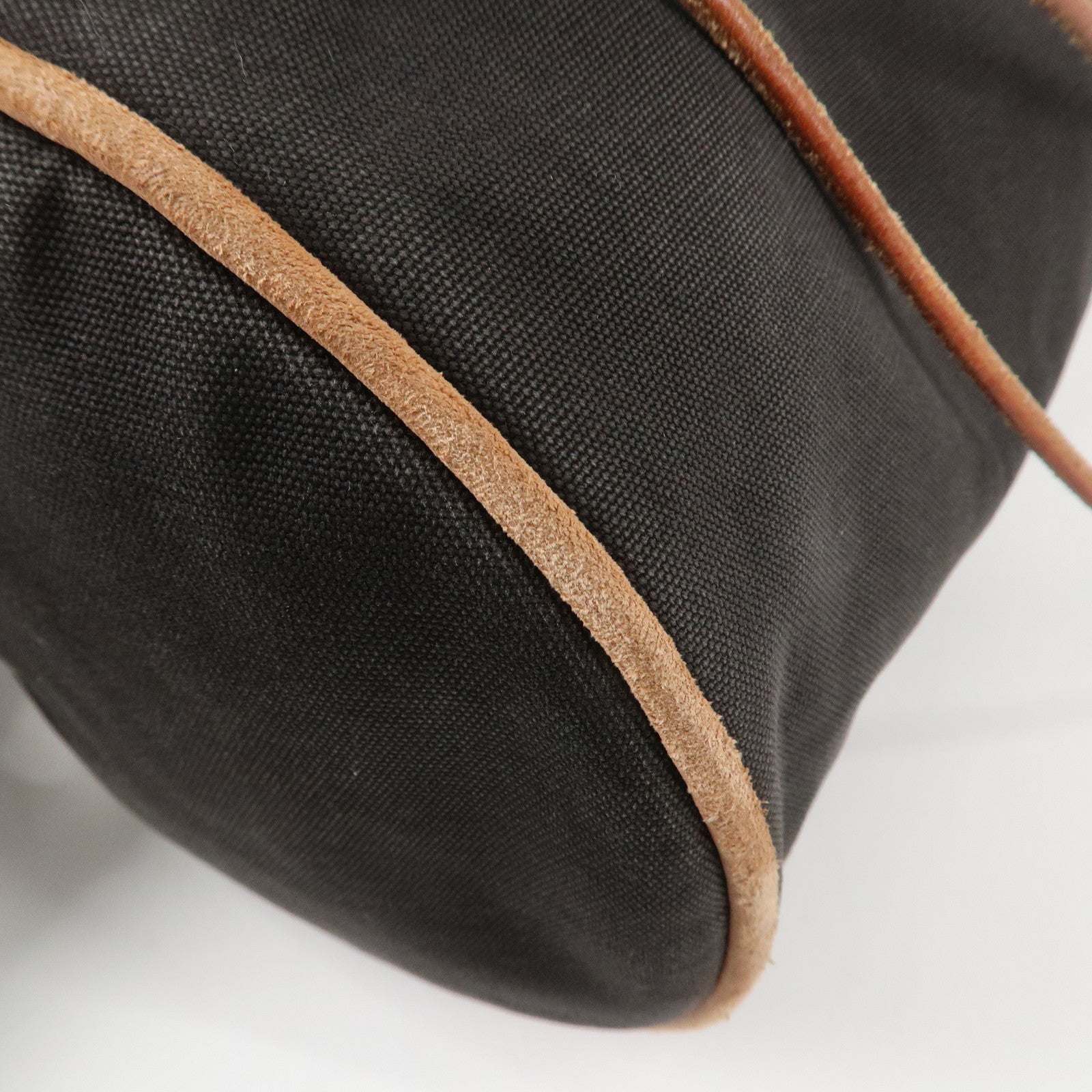 HERMES Cotton Canvas Leather  Polochon Mimile PM Black Used