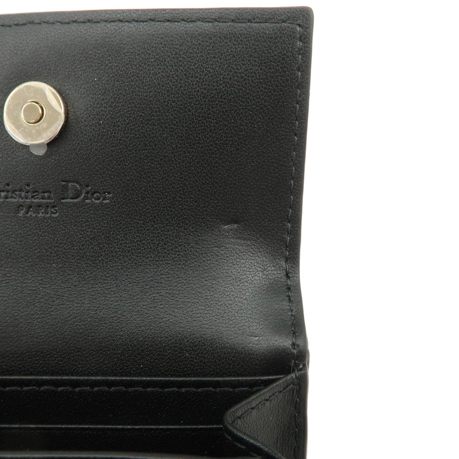 Christian Dior Cannage Leather Compact Wallet Black