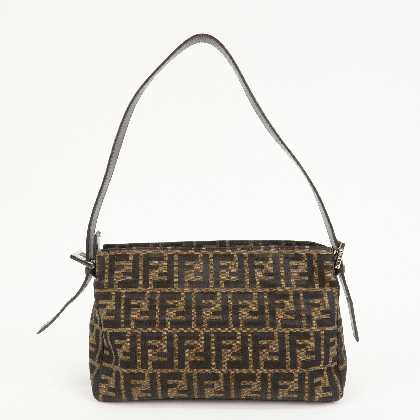 FENDI Zucca Canvas Leather Shoulder Bag Black Brown 21452656609