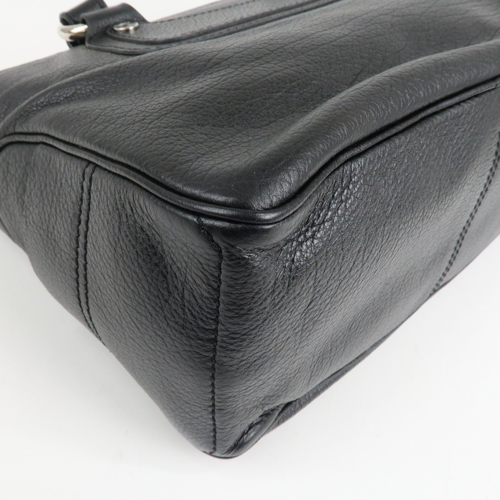 CELINE Macadam Engraved Leather Boogie Bag Hand Bag Black Used