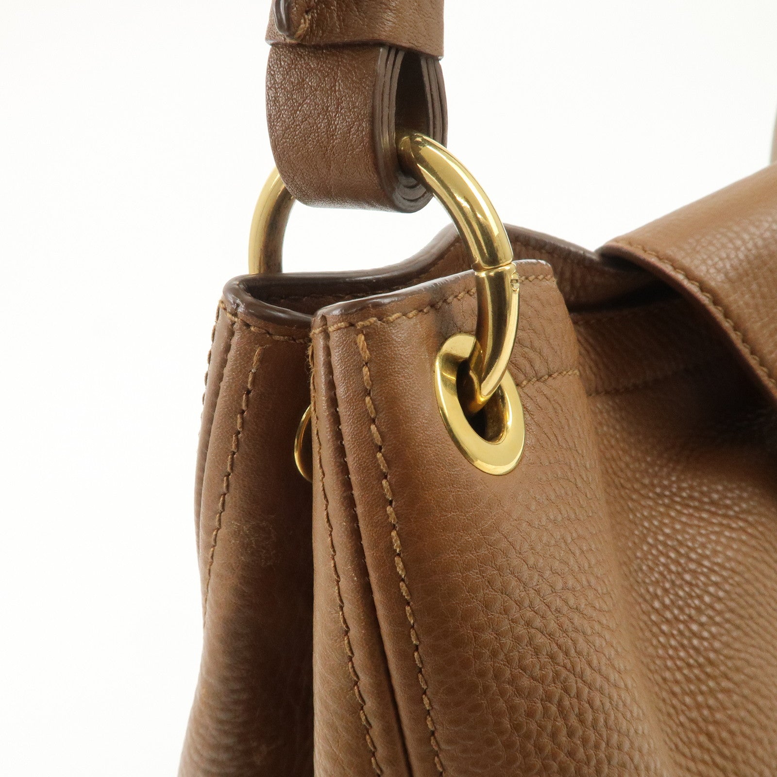 MIU MIU Leather 2WAY Bag Shoulder Bag Brown