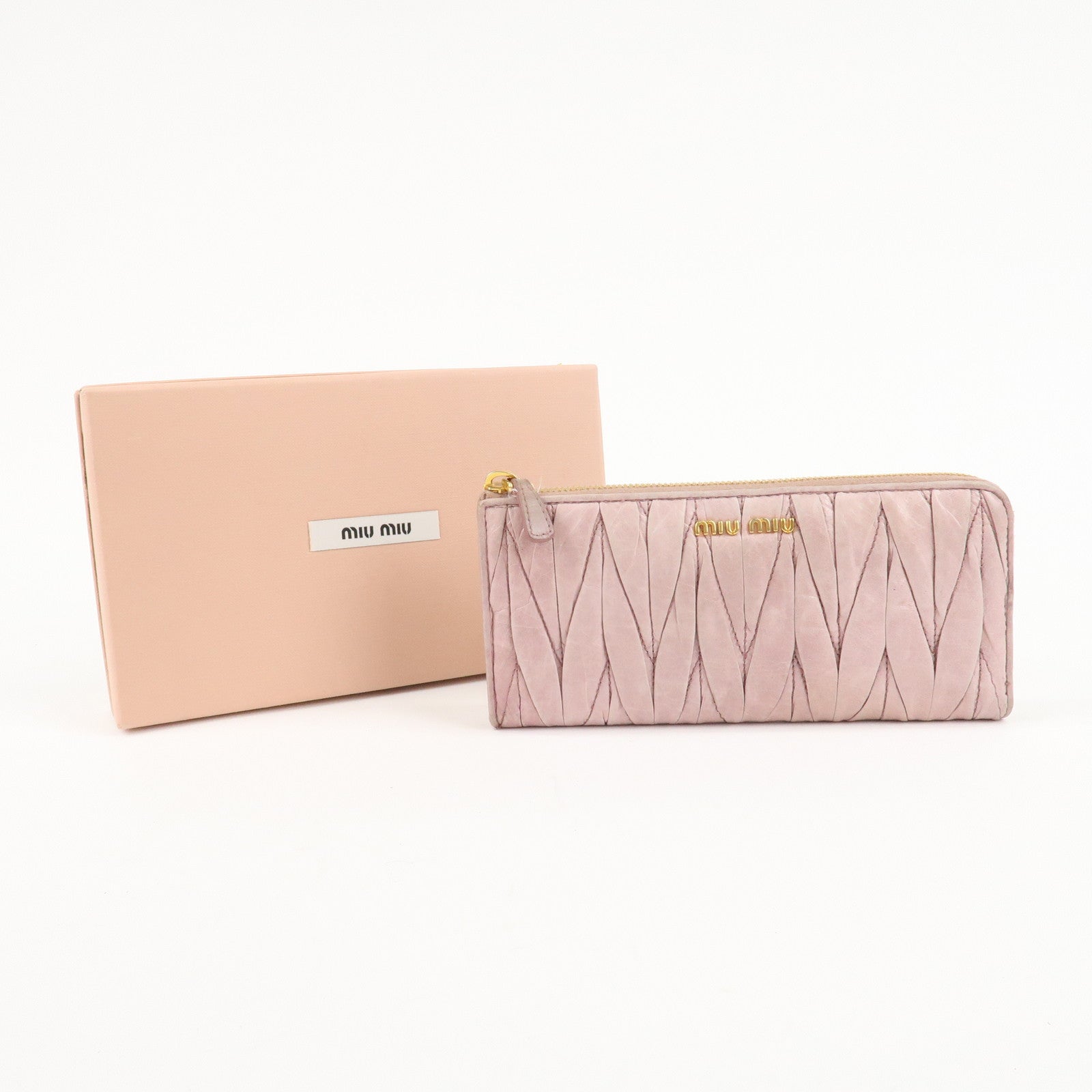 MIU MIU Matelasse Set of 2 Long Wallet Pink 5M1109 5M1183