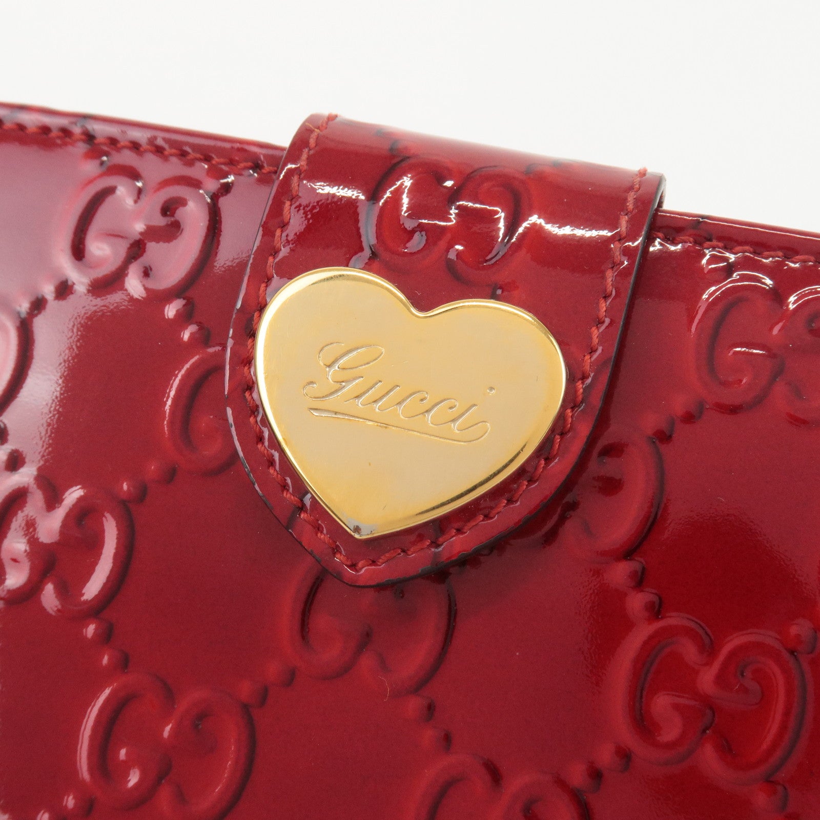 GUCCI Lovely Heart PVC Bi-fold Long Wallet Red 203550