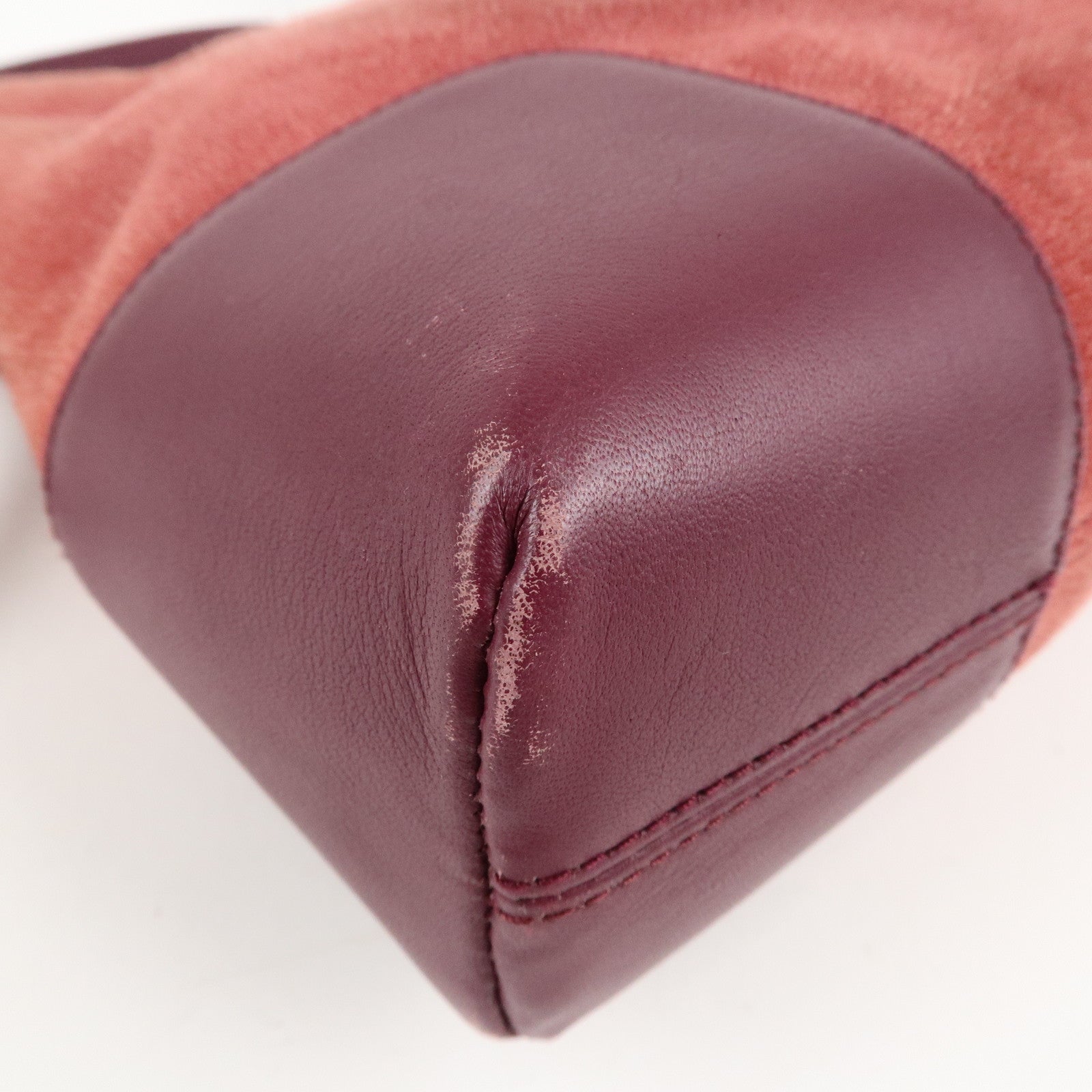 LOEWE Anagram Suede Leather Shoulder Bag Red Purple