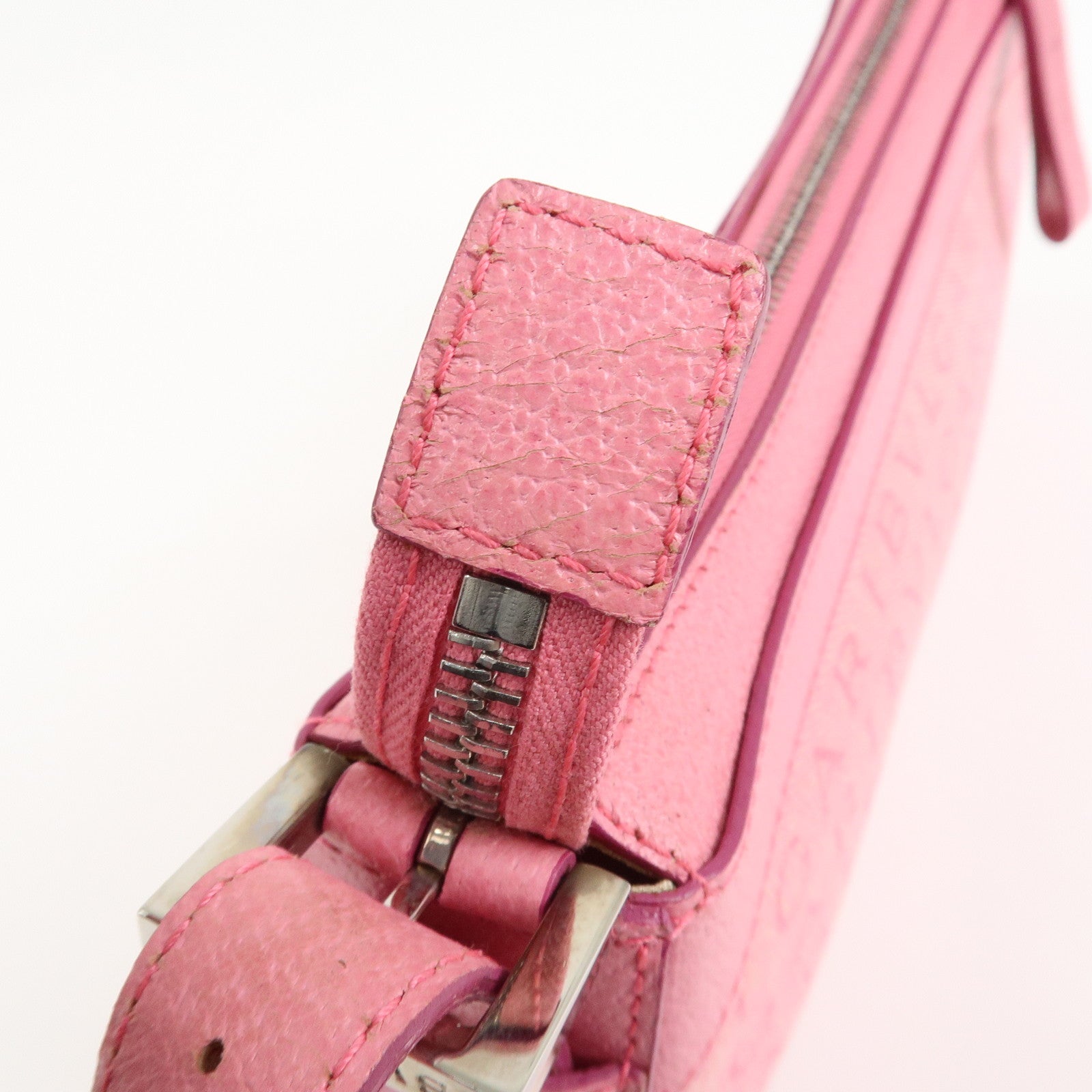 BVLGARI Logo Mania Leather Canvas Shoulder Bag Pink