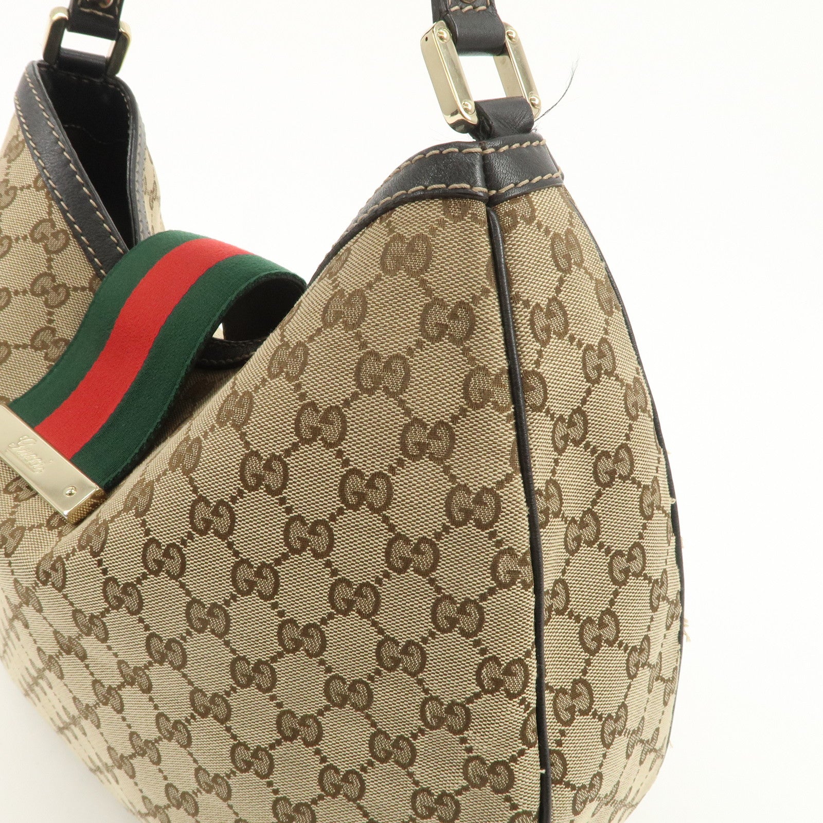 GUCCI Sherry GG Canvas Leather Shoulder Bag Beige Black 233604