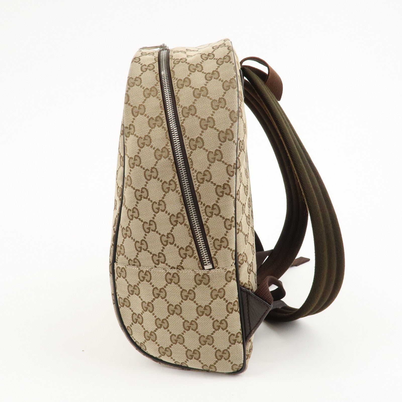 GUCCI GG Canvas Leather Backpack Beige Brown 449906