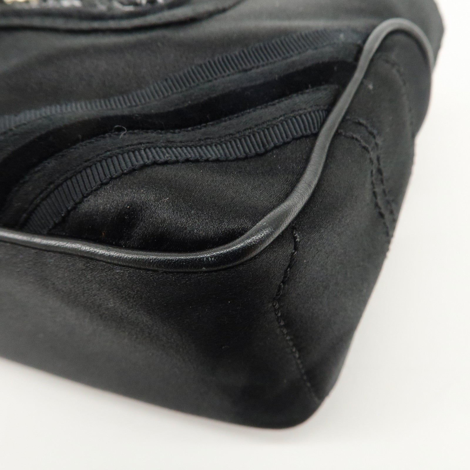 CELINE Macadam Satin Leather Mini Boogie Bag Beads Macadam Stamp Used