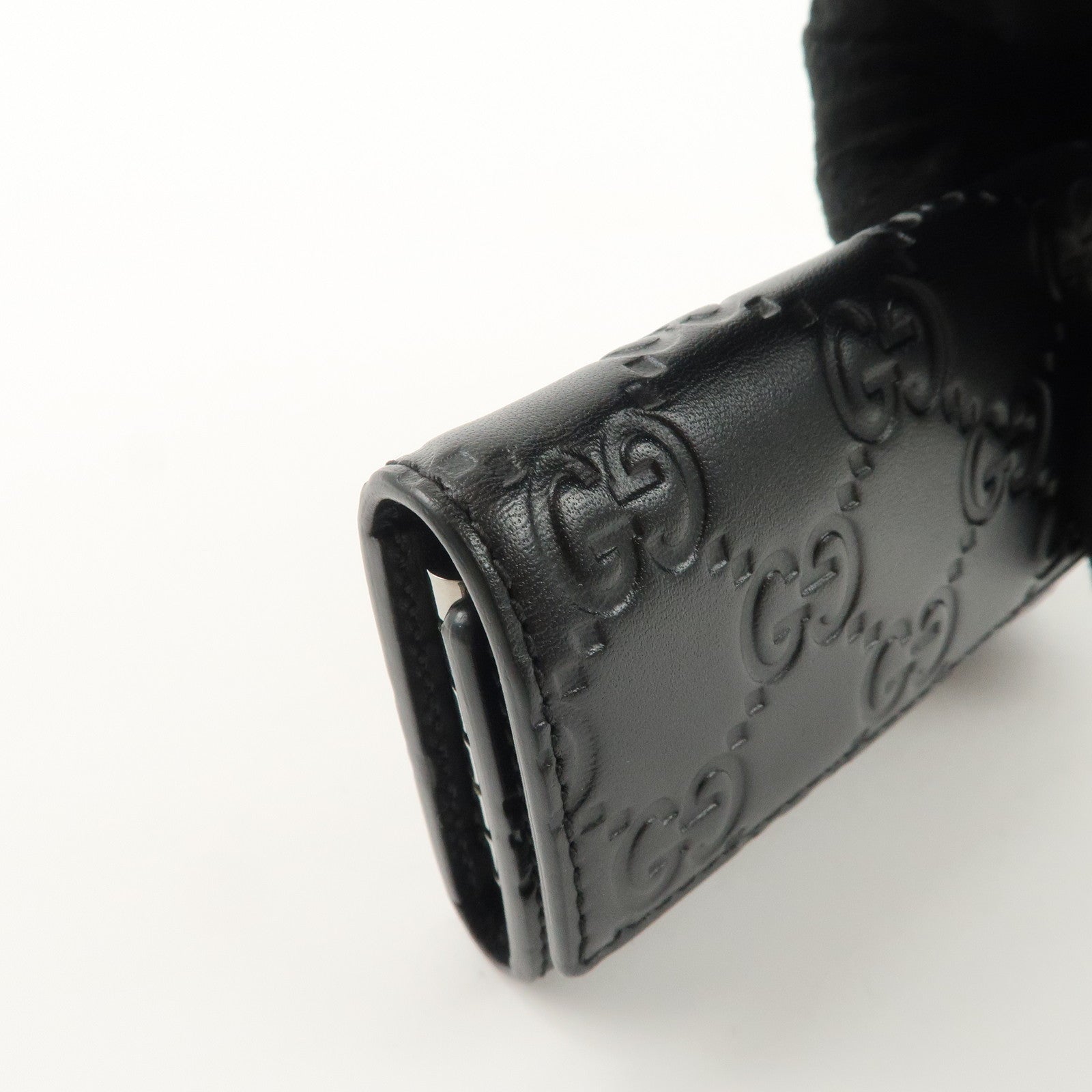 GUCCI Guccissima Leather 6 Rings Key Case Key Holder Black 779824 Used