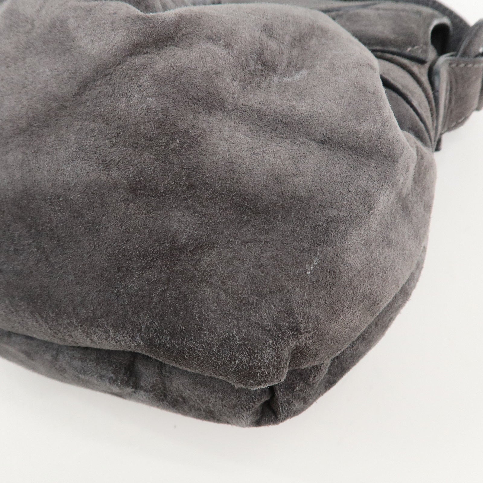 LOEWE Anagram Suede Leather Shoulder Bag Hand Bag Gray Used