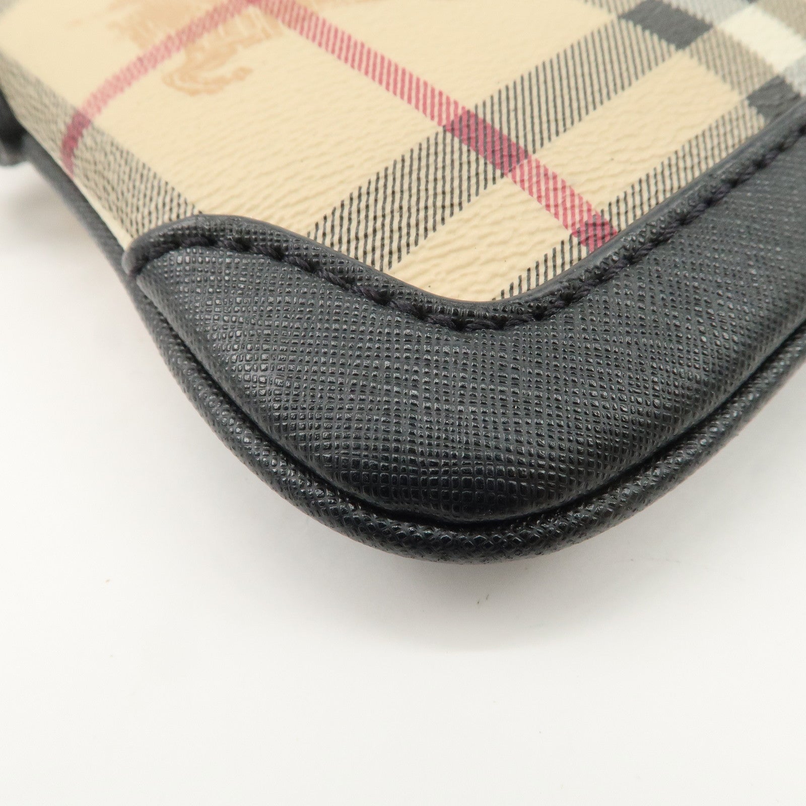 BURBERRY Nova Plaid PVC Leather Shoulder Bag Hand Bag Black Used