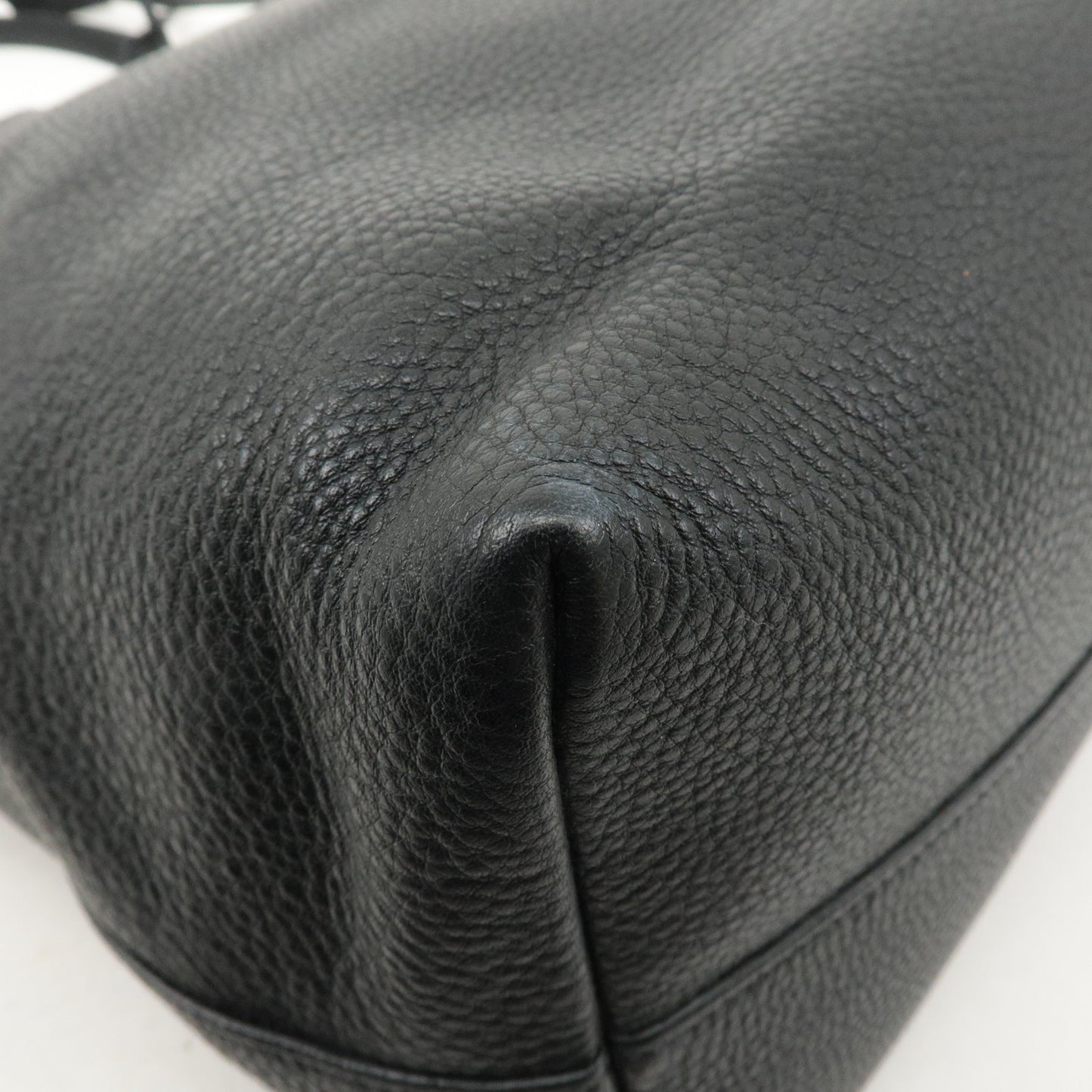 PRADA Leather Tote Bag Shoulder Bag Black 1BG203