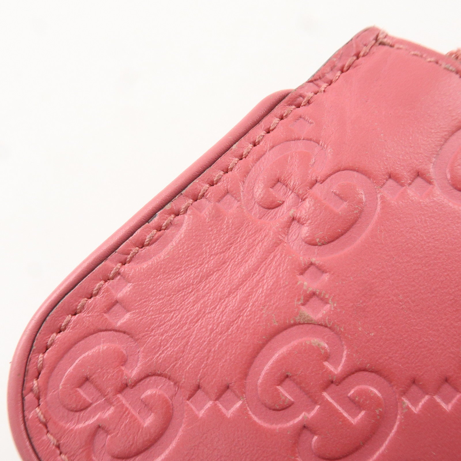 GUCCI Guccissima Leather Coin Case Wallet Pink 233183