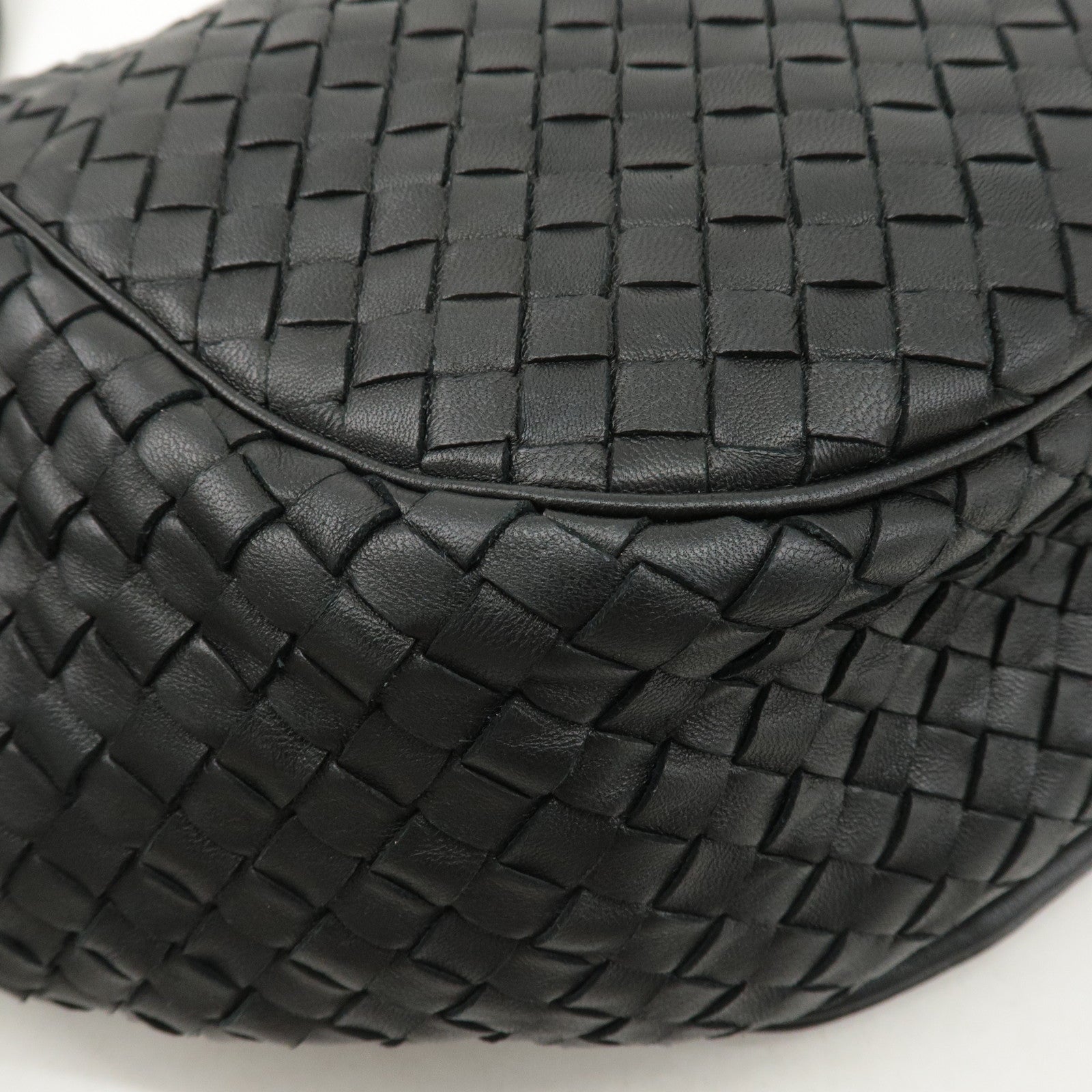 BOTTEGA VENETA Intrecciato Leather Shoulder Bag Black 245342