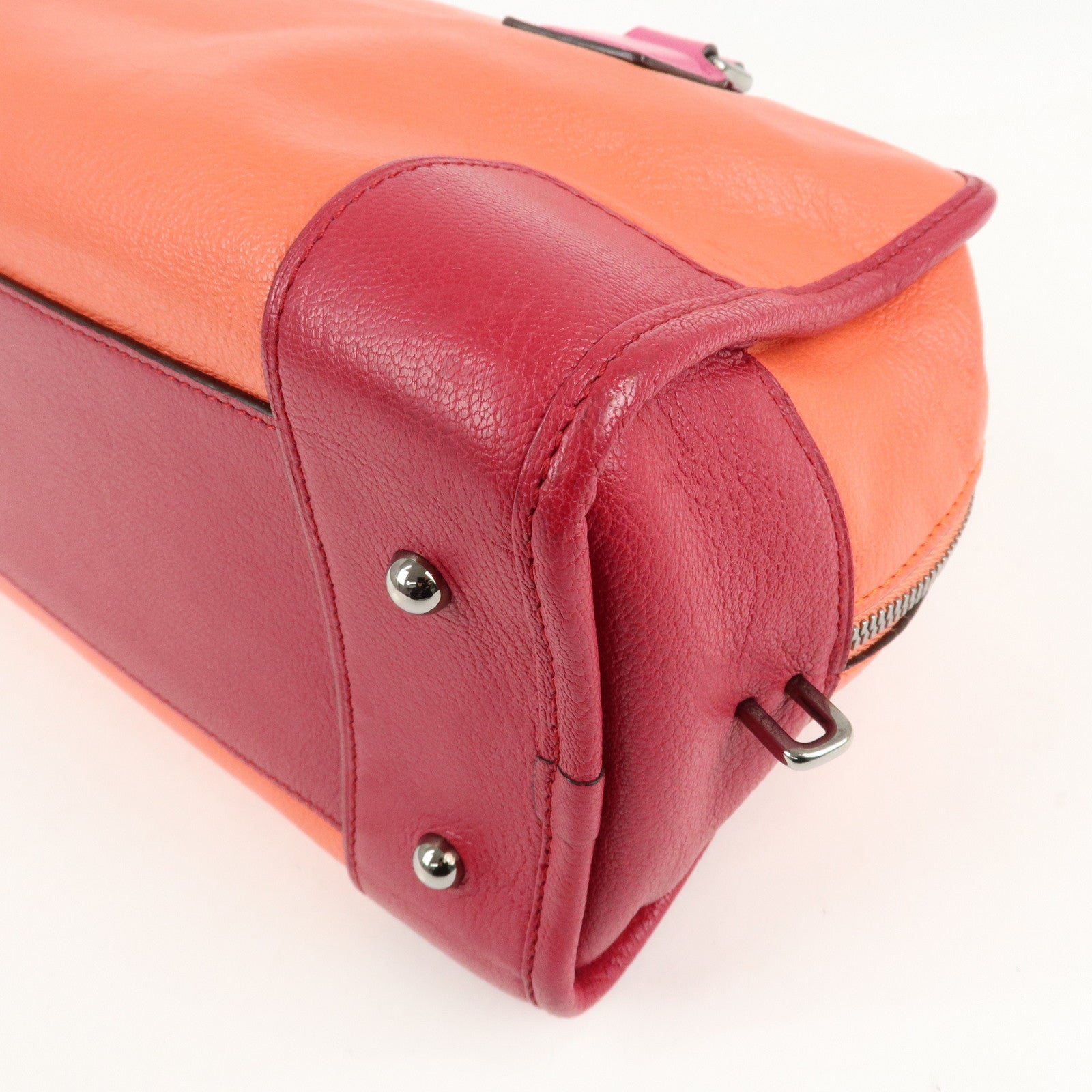 LOEWE Anagram Leather Amazona 28 Hand Bag Orange Bordeaux Pink