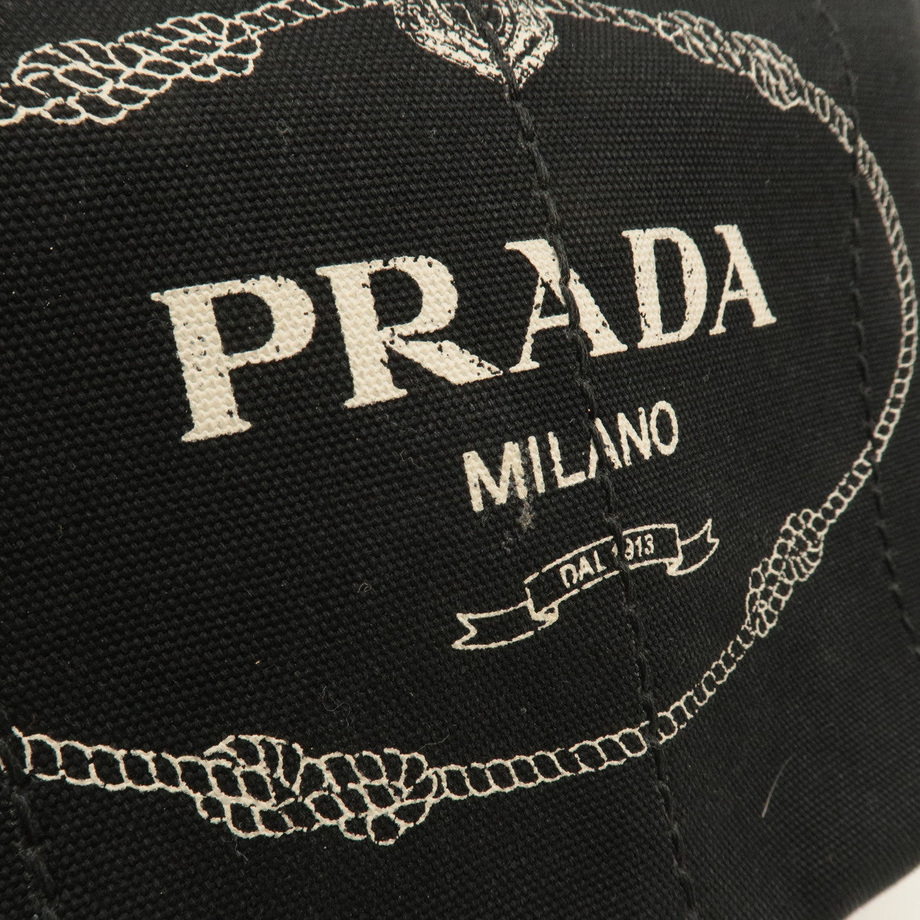 PRADA Canapa Mini Canvas Tote Bag Hand Bag Black 1BG439