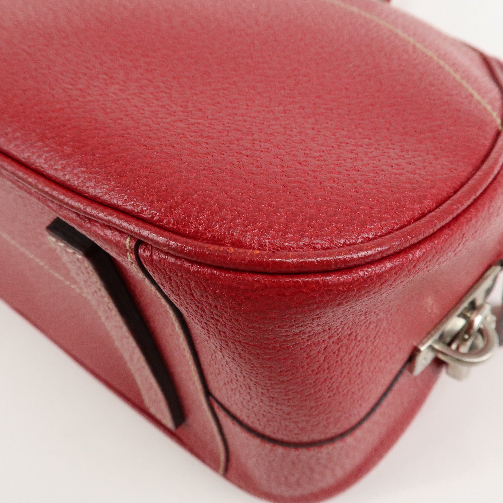 PRADA Leather Shoulder Bag Hand Bag Red B10748 F/S