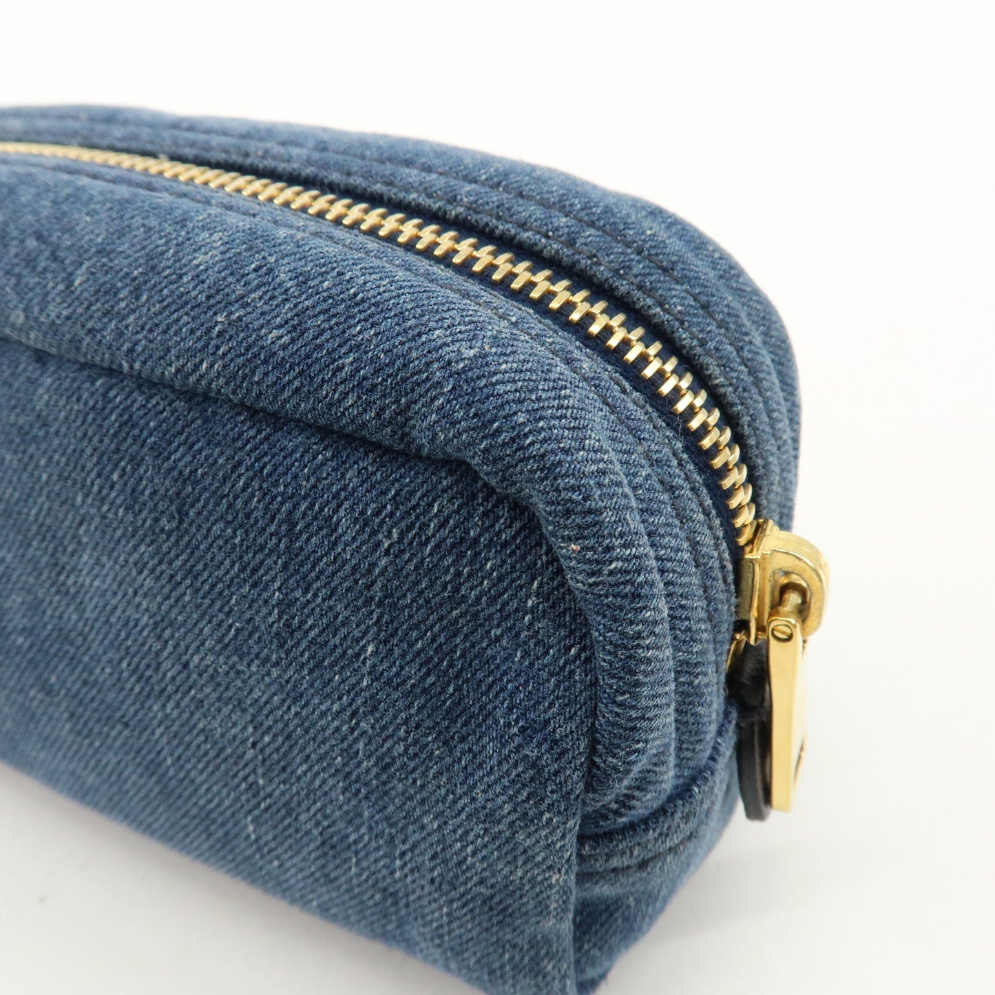 PRADA Denim Pouch Clutch Bag Cometic Pouch Denim Blue