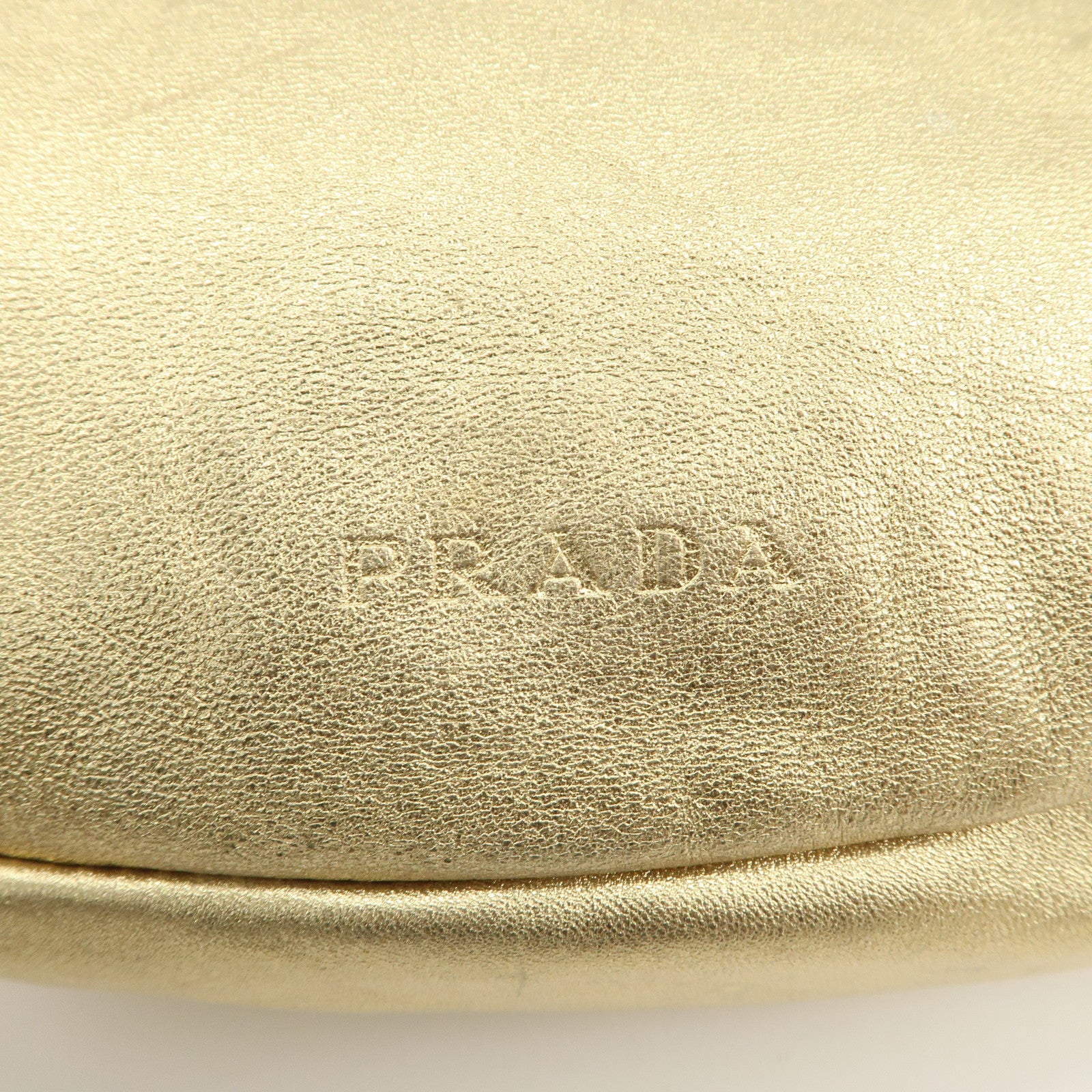 PRADA Leather Ribbon Hand Bag Shoulder Bag Gold Used