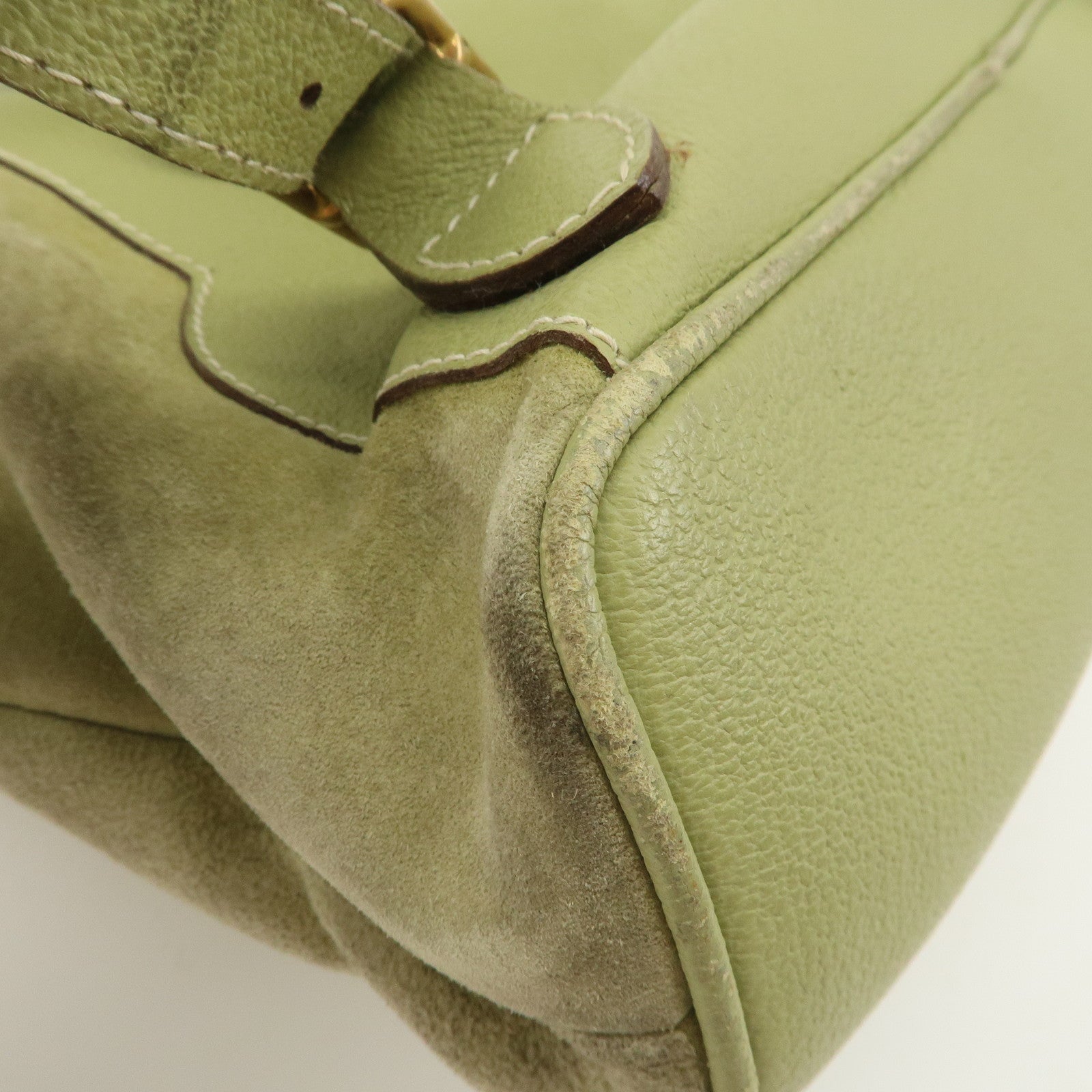 GUCCI Bamboo Suede Leather Ruck Sack Back Pack Green 003.58.0016